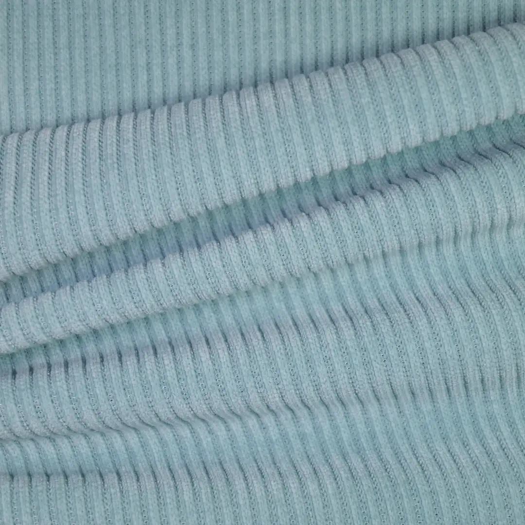 China Fabric for Denim Jacket,Jackets,Over Shirt knitted Corduroy Knit Fabric Polyester Spandex Aqua Blue color buy from China wholesaler bulk order at wholesale price free worldwide shipping Alibaba
