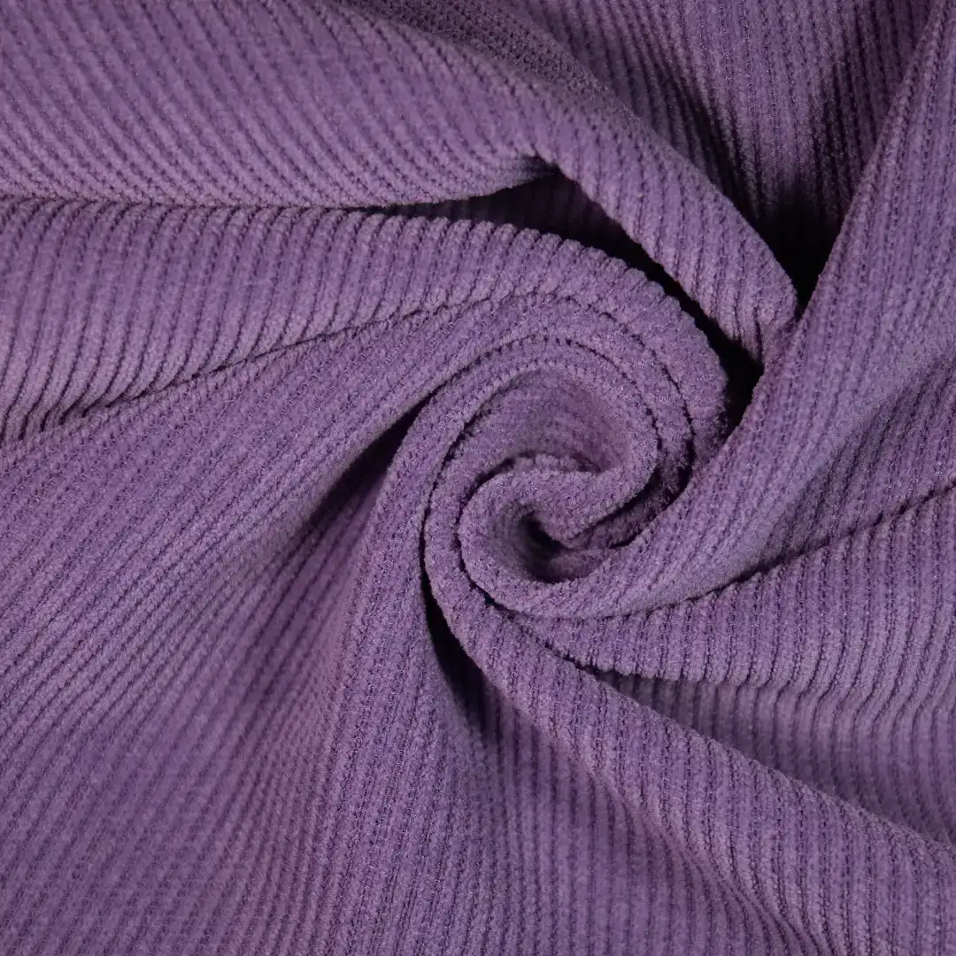 China Fabric for Jackets,Blazer,Hoodie,Uniform knitted Corduroy Knit Fabric Polyester Spandex Purple color buy from China wholesaler bulk order at wholesale price free worldwide shipping Alibaba