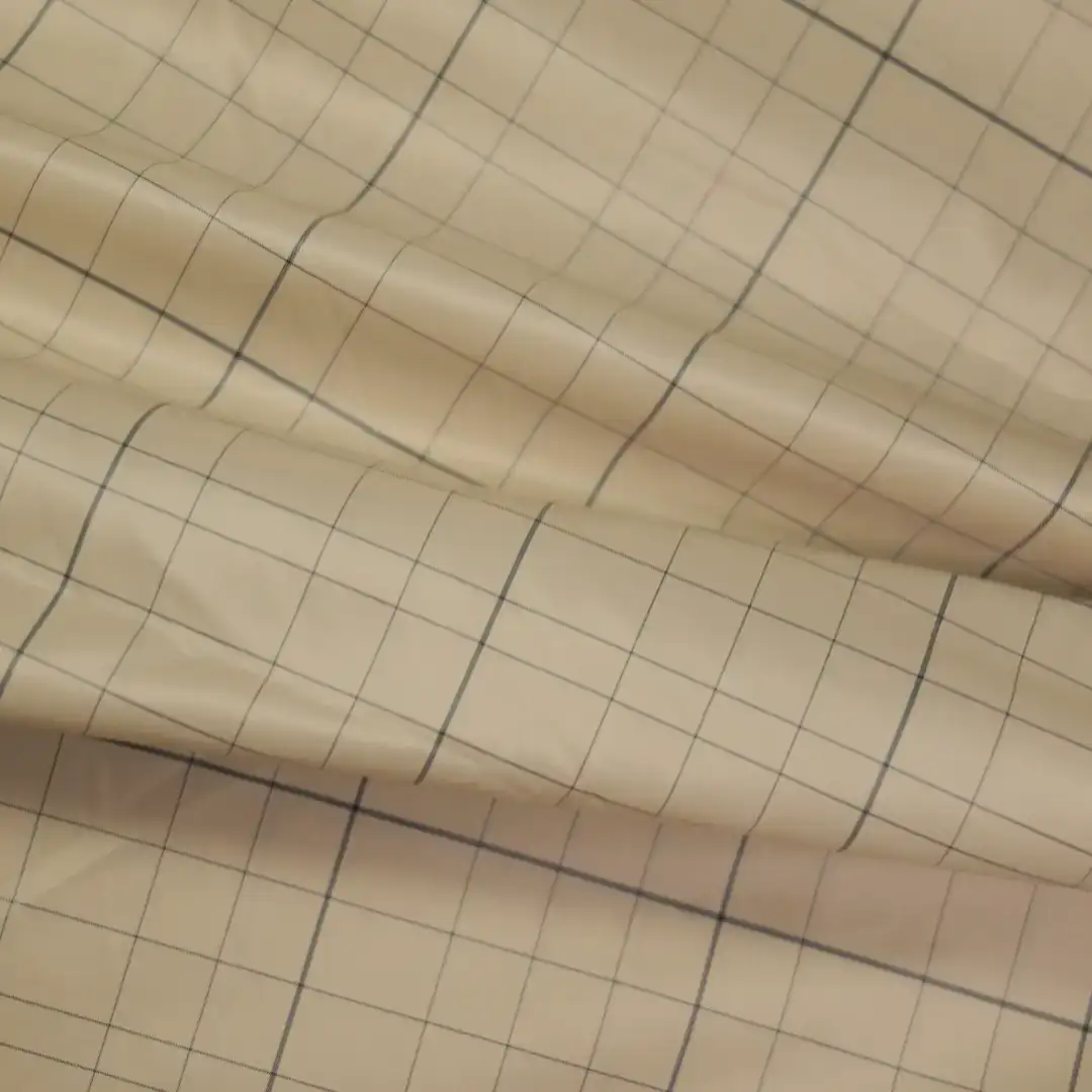 China Fabric for Down Jacket,Padded Jacket Yarn Dyed Check Synthetic Woven Fabric Nylon khaki color buy from China wholesaler bulk order at wholesale price free worldwide shipping Alibaba