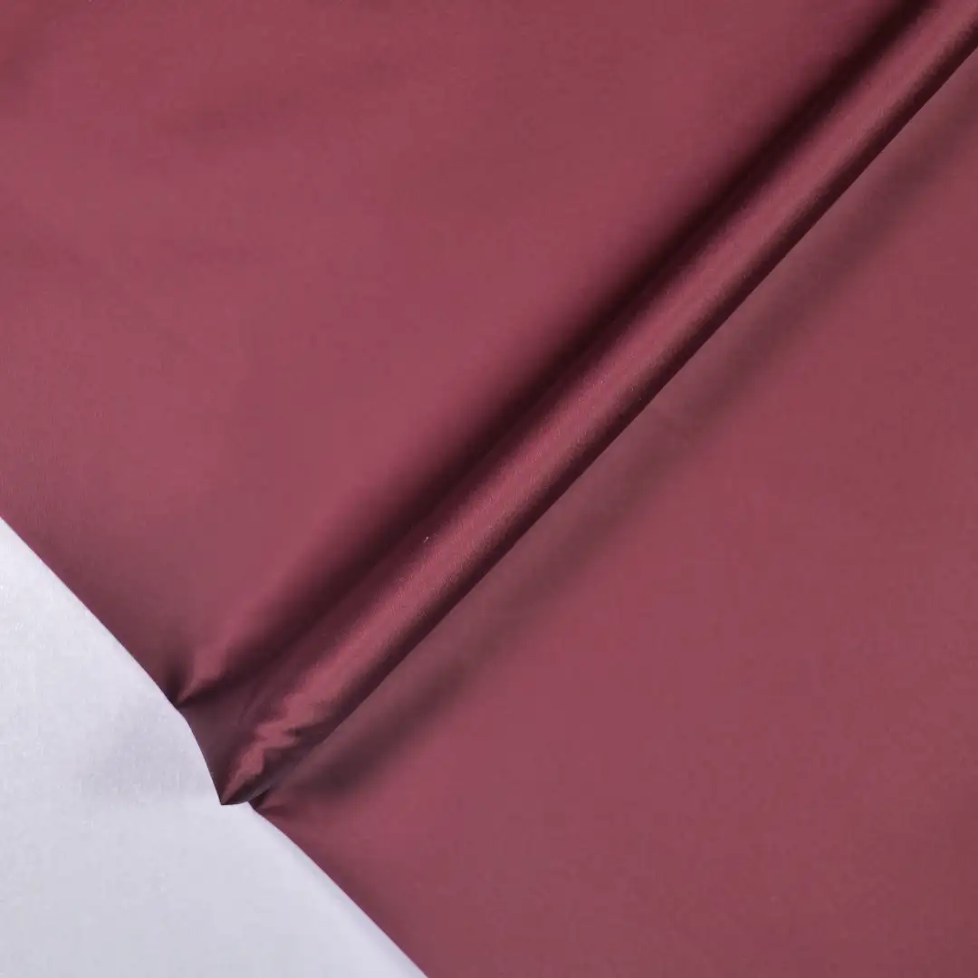 China Fabric for Shirt,Pajamas,Backless Beach Dress,Tank Wrap Midi Dress Polyester Satin Synthetic Woven Fabric Polyester dark red color buy from China wholesaler bulk order at wholesale price free worldwide shipping Alibaba
