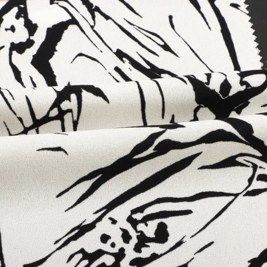China Fabric for Blouse,Skirt,Women's Pants ,Skirt ,Wide Leg Trousers Polyester Crepe Synthetic Woven Fabric Polyester Black and White color buy from China wholesaler bulk order at wholesale price free worldwide shipping Alibaba