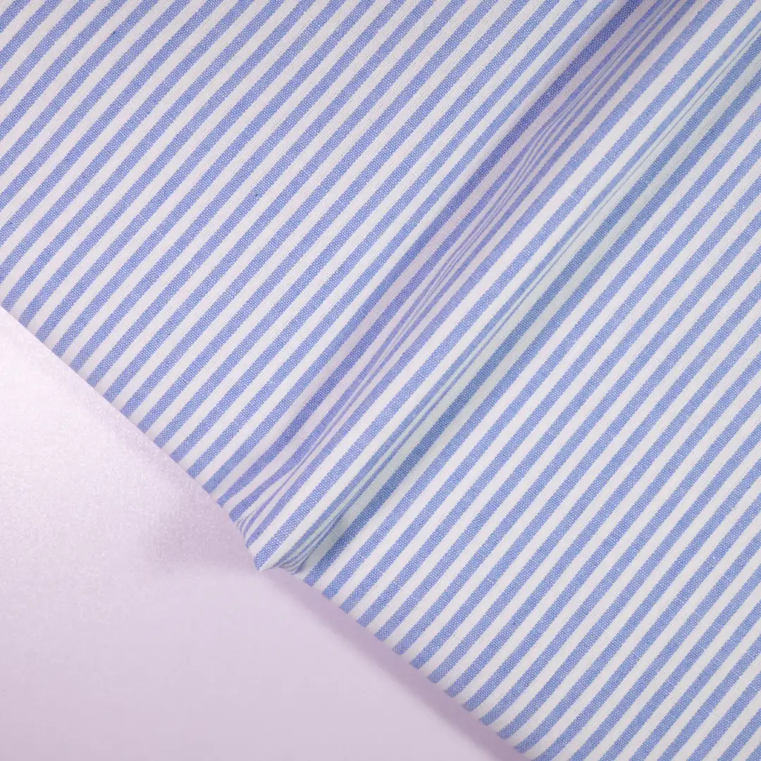 China Fabric for Shirt,Blouse,Crop Top,Skirt Yarn Dyed Stripe Woven Blended Fabric Cotton Polyester Rayon Blue color buy from China wholesaler bulk order at wholesale price free worldwide shipping Alibaba