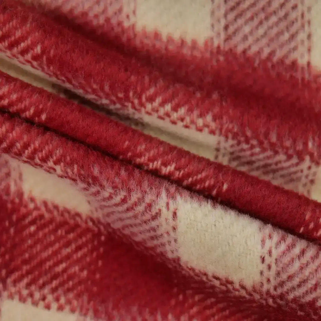 China Fabric for Blazer,Overcoat,Suit,Uniform Yarn Dyed Check Woven Blended Fabric Wool Polyester Red color buy from China wholesaler bulk order at wholesale price free worldwide shipping Alibaba