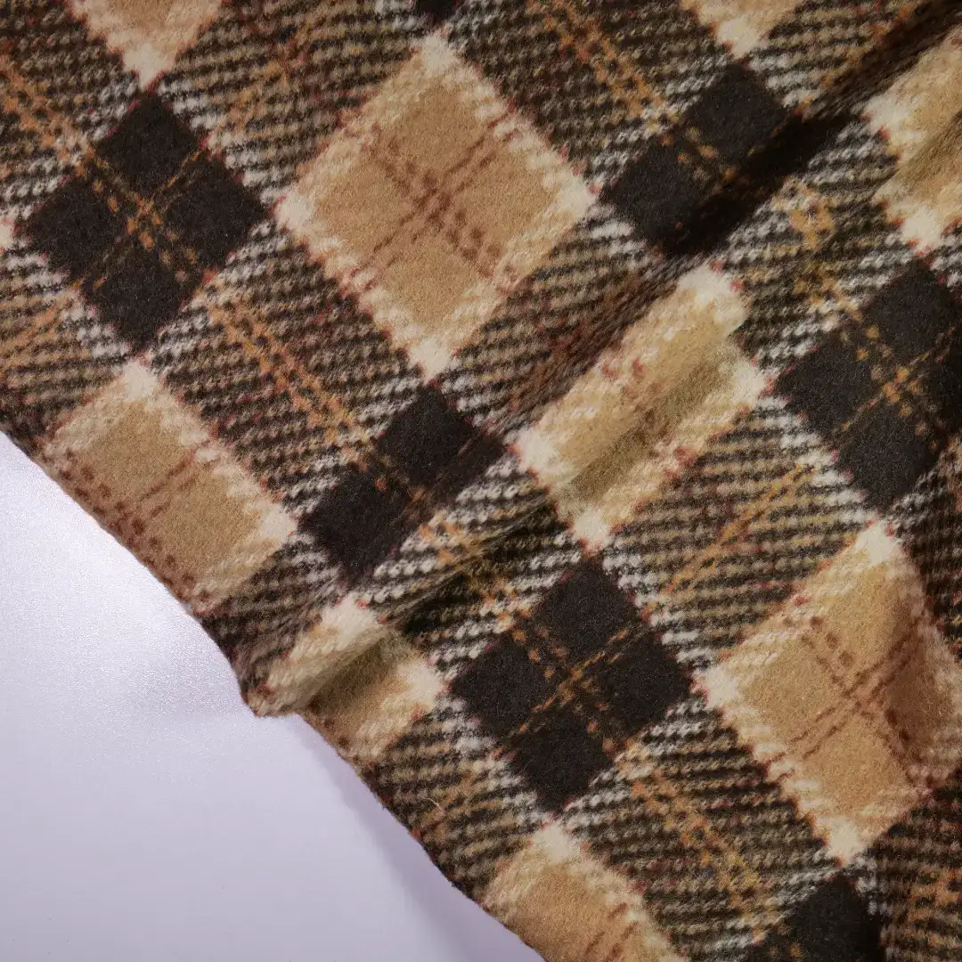 China Fabric for Jackets,Blazer,Suit Yarn Dyed Check Woven Blended Fabric Wool Polyester Brown color buy from China wholesaler bulk order at wholesale price free worldwide shipping Alibaba