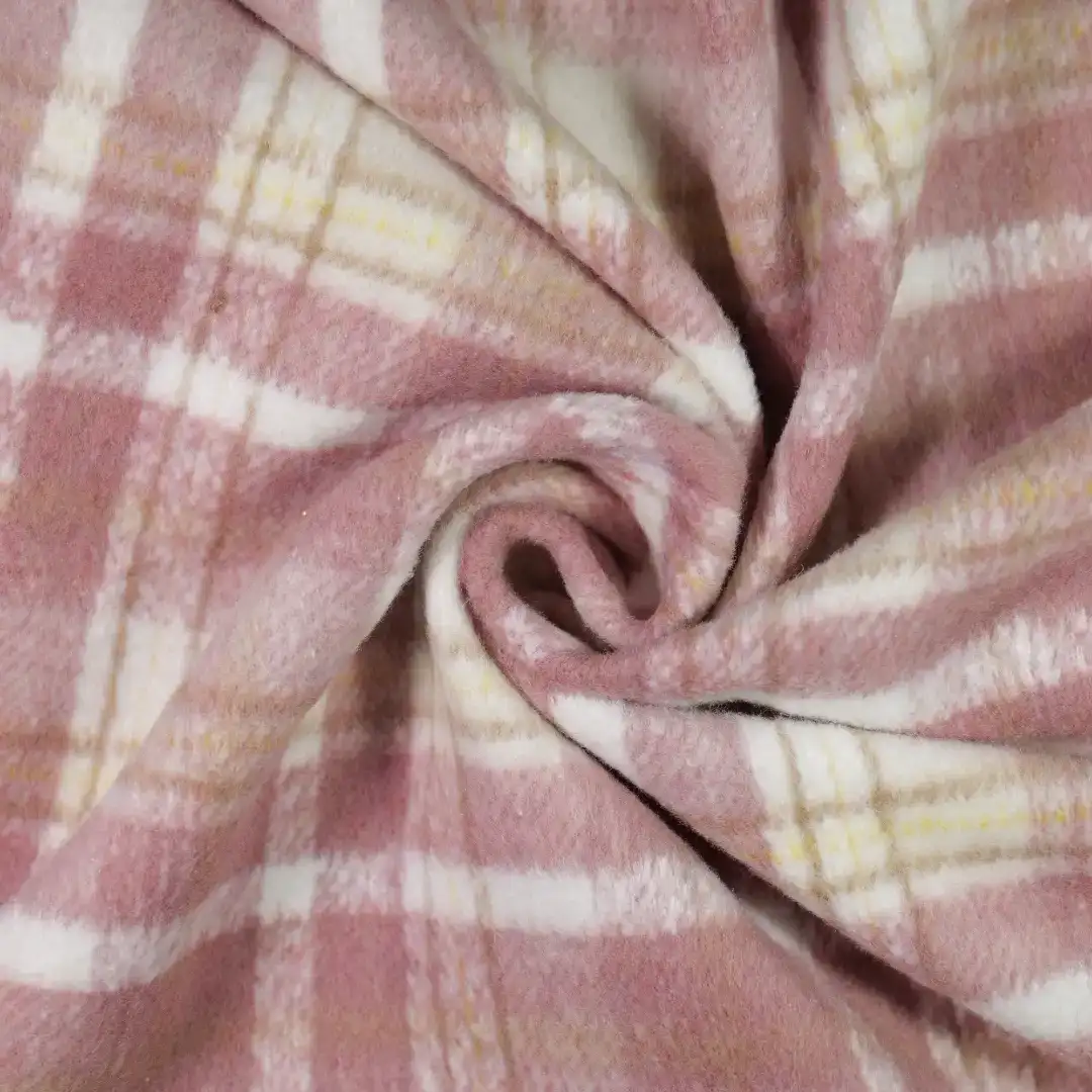 China Fabric for Jackets,Blazer,Skirt,Overcoat,Suit Yarn Dyed Check Woven Blended Fabric Polyester Wool Pink color buy from China wholesaler bulk order at wholesale price free worldwide shipping Alibaba