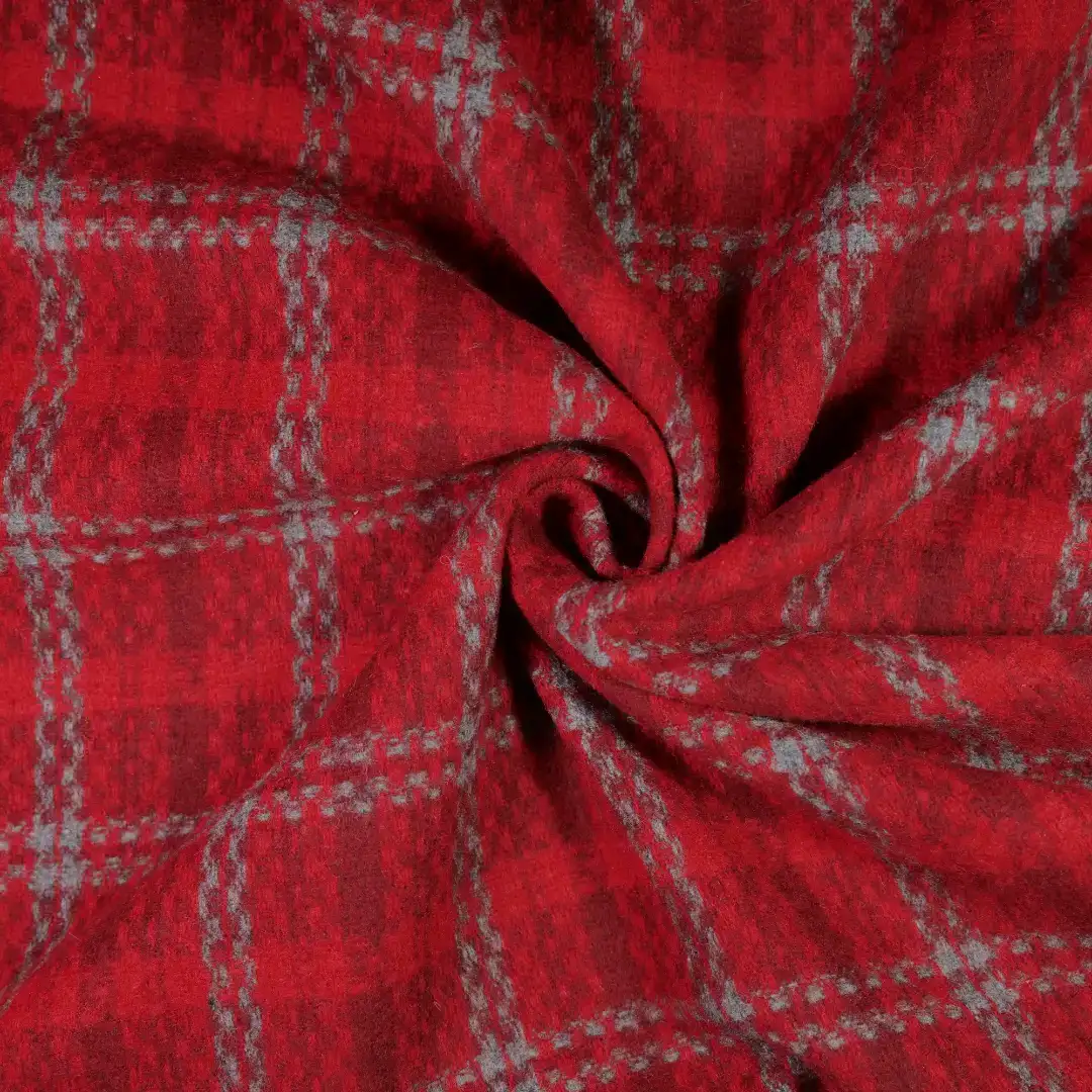 China Fabric for Blazer,Overcoat,Suit Yarn Dyed Check Woven Blended Fabric Wool Polyester Acrylic Red color buy from China wholesaler bulk order at wholesale price free worldwide shipping Alibaba