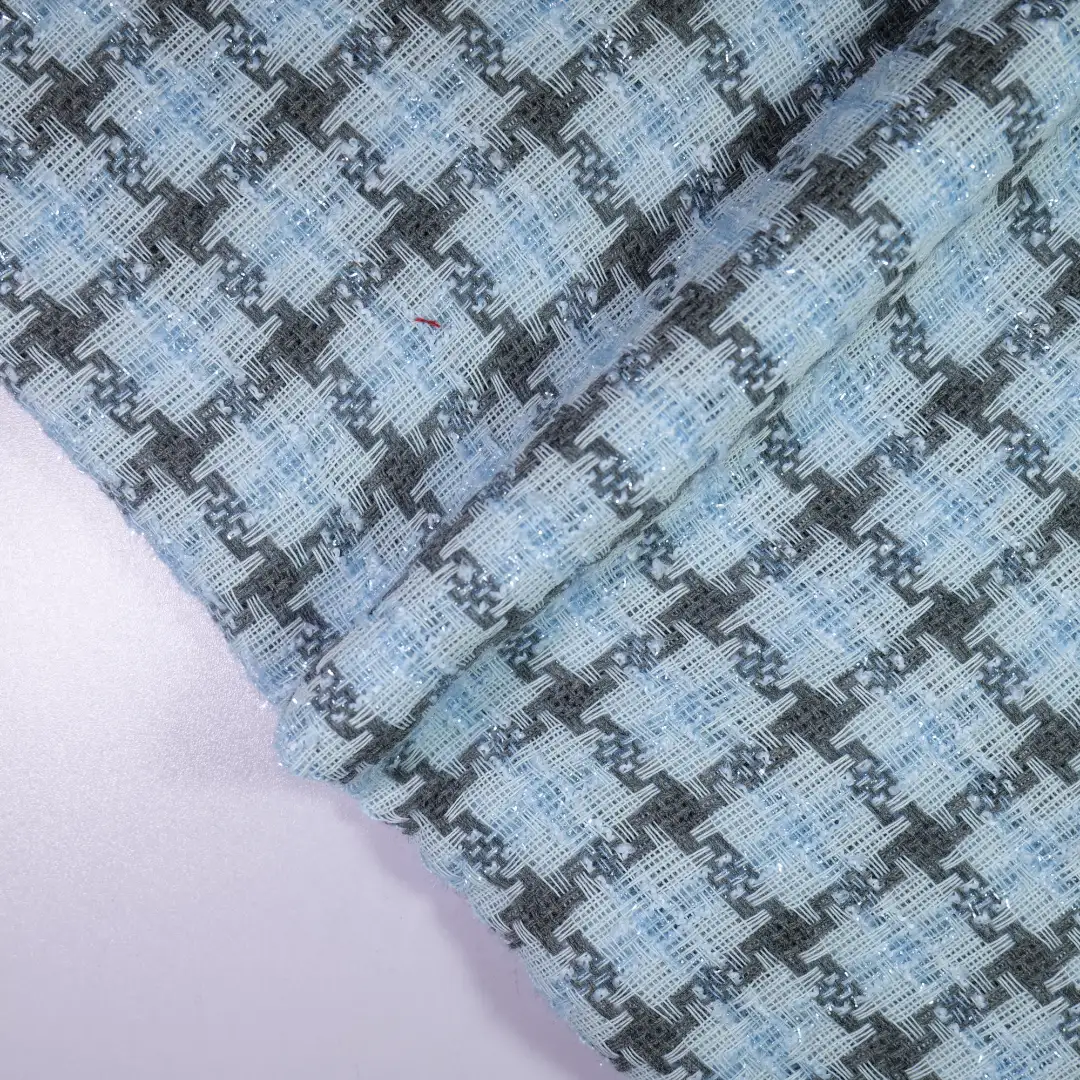 China Fabric for Blazer,Skirt,Overcoat,Suit Chanel-Style Fabric Woolen Polyester Wool Blue color buy from China wholesaler bulk order at wholesale price free worldwide shipping Alibaba