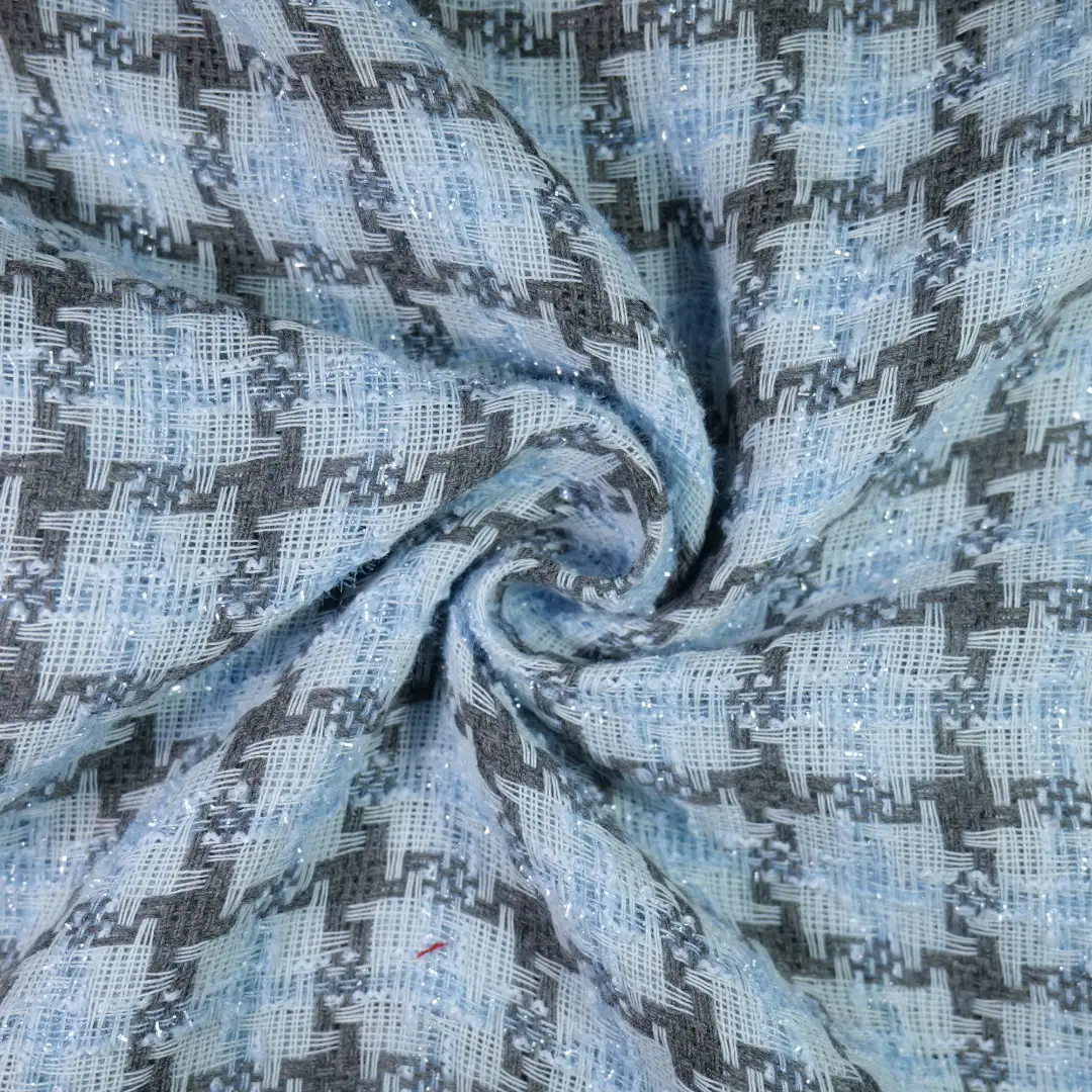 China Fabric for Blazer,Skirt,Overcoat,Suit Chanel-Style Fabric Woolen Polyester Wool Blue color buy from China wholesaler bulk order at wholesale price free worldwide shipping Alibaba