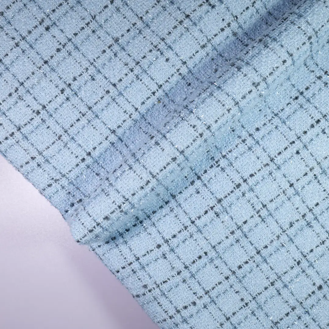 China Fabric for Jackets,Blazer,Overcoat,Suit Chanel-Style Fabric Woolen Polyester Wool Blue color buy from China wholesaler bulk order at wholesale price free worldwide shipping Alibaba