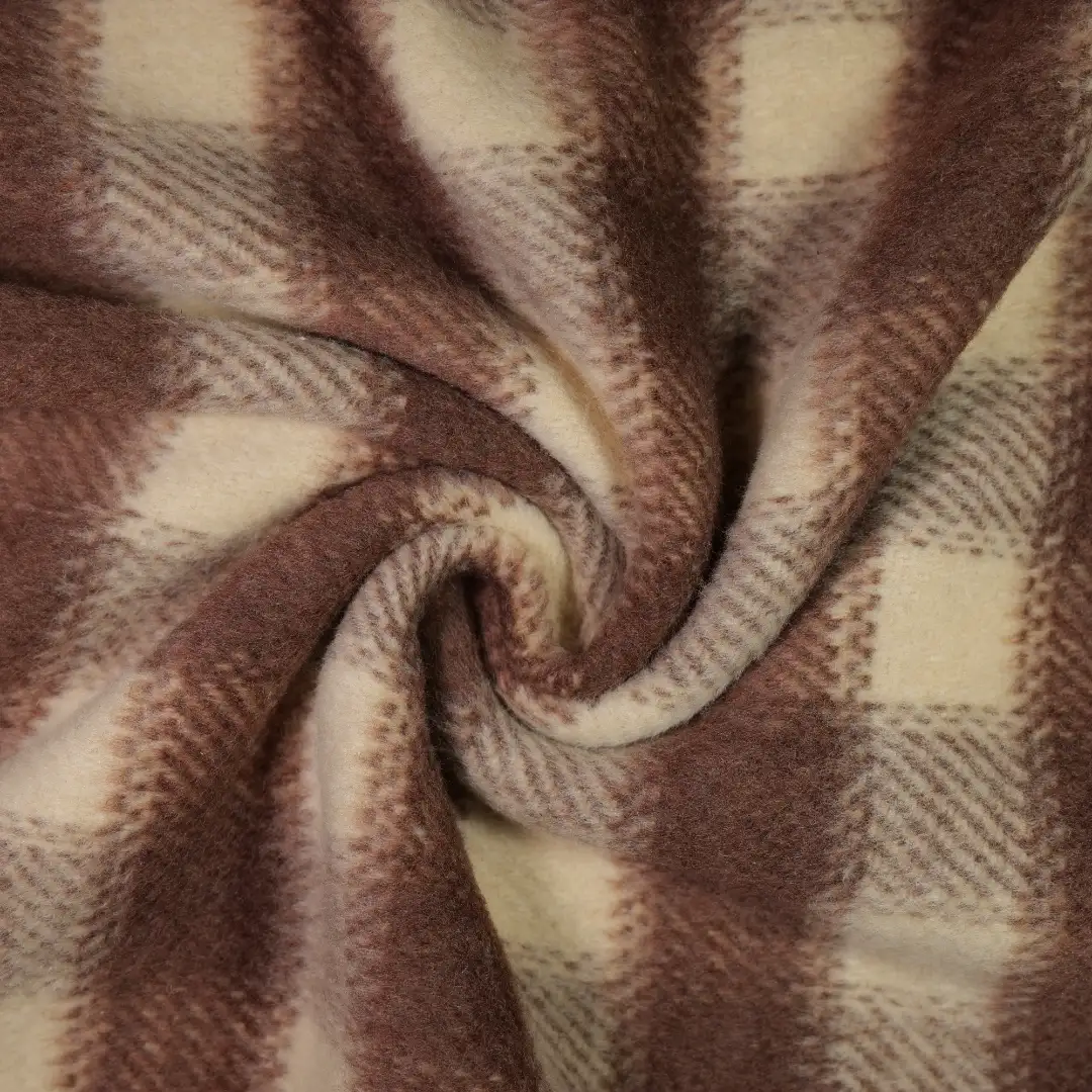 China Fabric for Jackets,Overcoat,Uniform,Fringe Jacket Yarn Dyed Check Woven Blended Fabric Wool Polyester dark coffee color buy from China wholesaler bulk order at wholesale price free worldwide shipping Alibaba