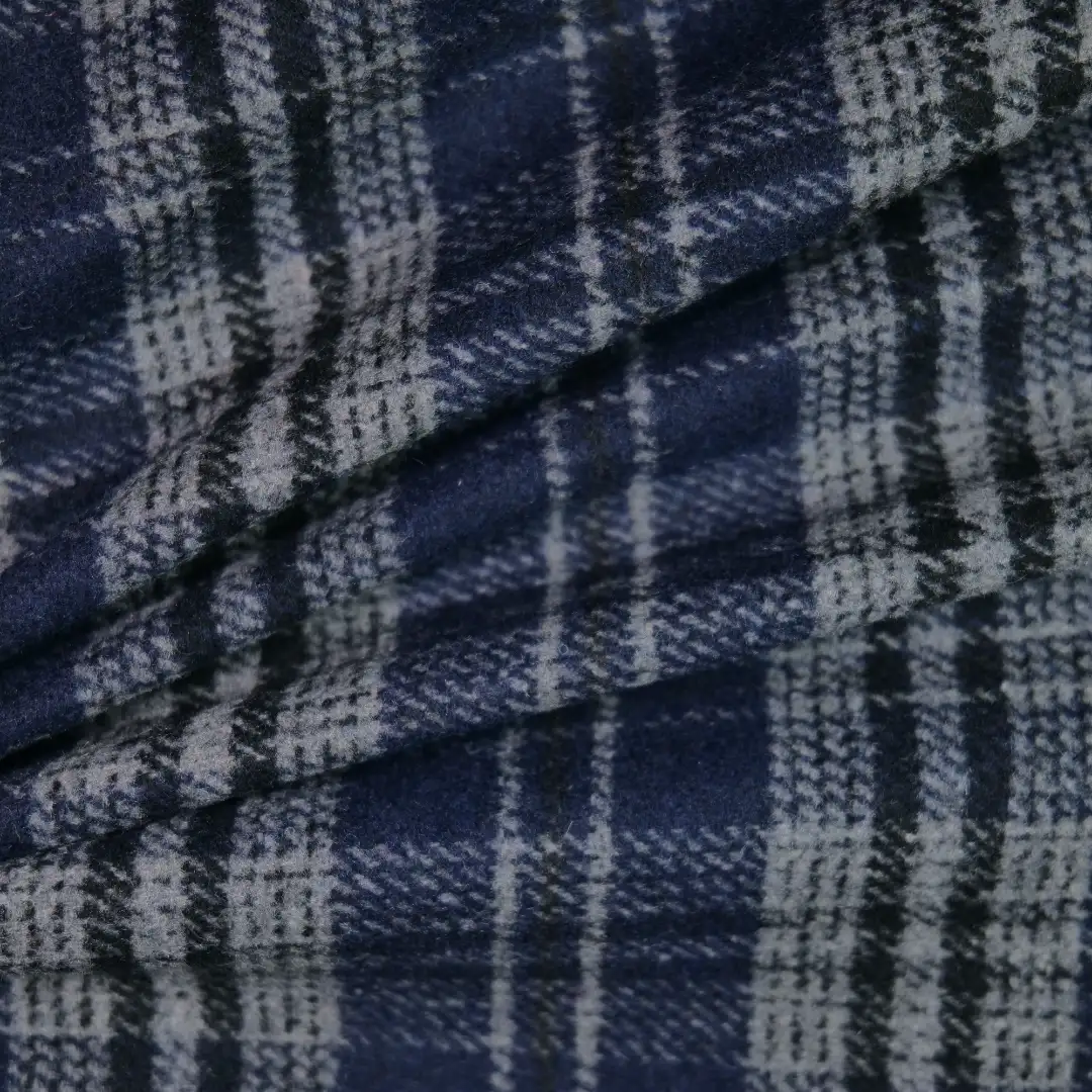 China Fabric for Jackets,Overcoat,Uniform,Fringe Jacket Yarn Dyed Check Woven Blended Fabric Wool Polyester dark blue color buy from China wholesaler bulk order at wholesale price free worldwide shipping Alibaba