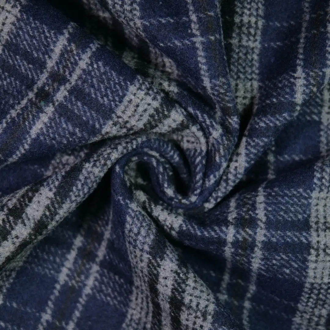 China Fabric for Jackets,Overcoat,Uniform,Fringe Jacket Yarn Dyed Check Woven Blended Fabric Wool Polyester dark blue color buy from China wholesaler bulk order at wholesale price free worldwide shipping Alibaba
