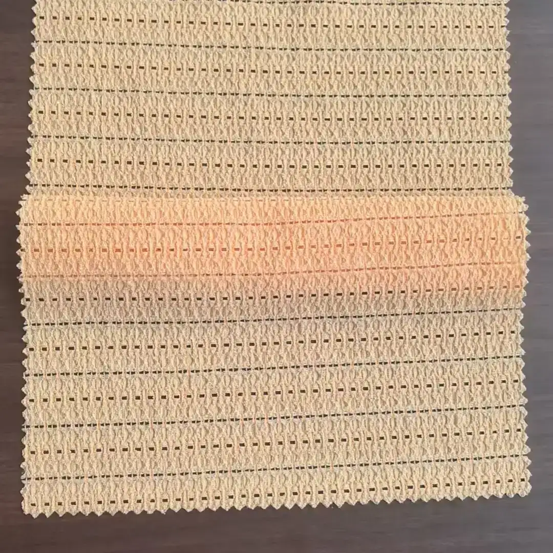 China Fabric for Hoodie,Dresses (Pullover) ,Ruffle Shirt Dress TC Yarn Dye Woven Blended Fabric Elastane Polyester orange color buy from China wholesaler bulk order at wholesale price free worldwide shipping Alibaba