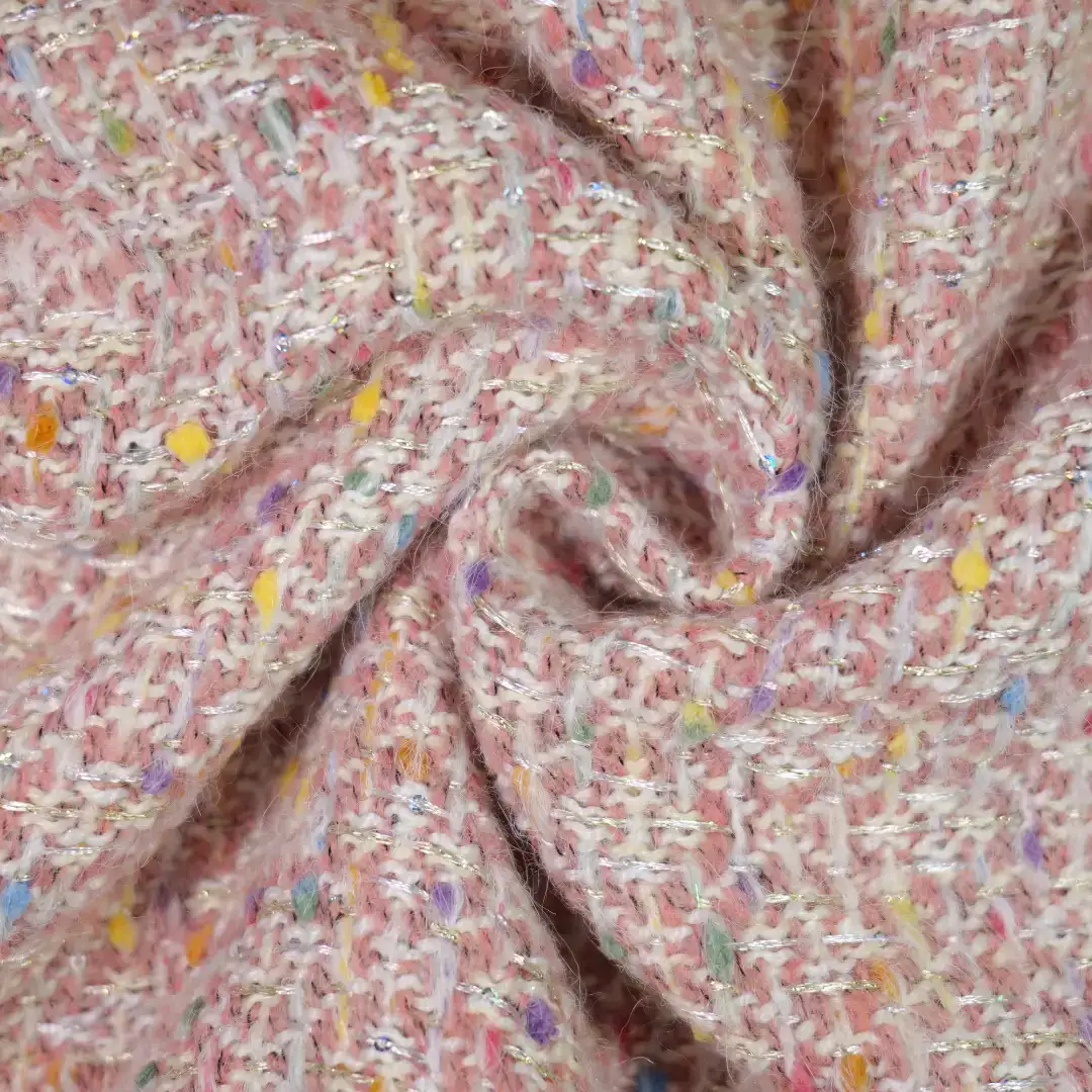 China Fabric for Blazer,Suit,Uniform,Skirt ,Kids Crew-Neck Bubble-Sleeve Coat,Ladies Long Ruffle A-Line Skirt Chanel-Style Fabric Woolen Polyester Acrylic Cotton Pink color buy from China wholesaler bulk order at wholesale price free worldwide shipping Alibaba