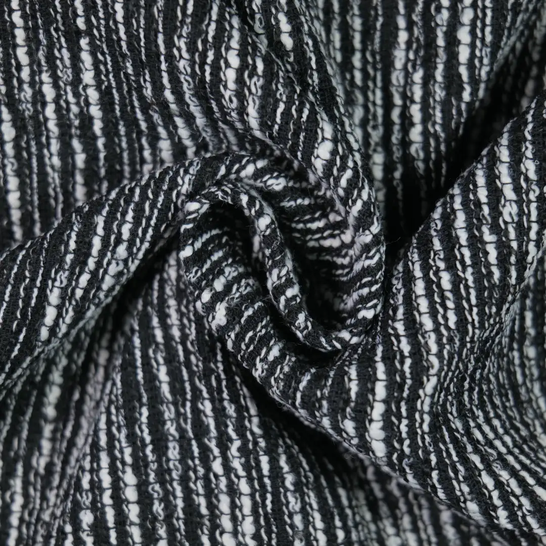 China Fabric for Blazer,Overcoat,Open Waistcoat Chanel-Style Fabric Woolen Polyester black white color buy from China wholesaler bulk order at wholesale price free worldwide shipping Alibaba