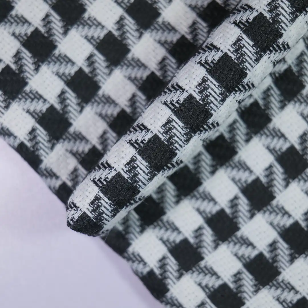 China Fabric for Blazer,Overcoat,Womens Dolman Sleeve Top Chanel-Style Fabric Woolen Polyester balck -white color buy from China wholesaler bulk order at wholesale price free worldwide shipping Alibaba