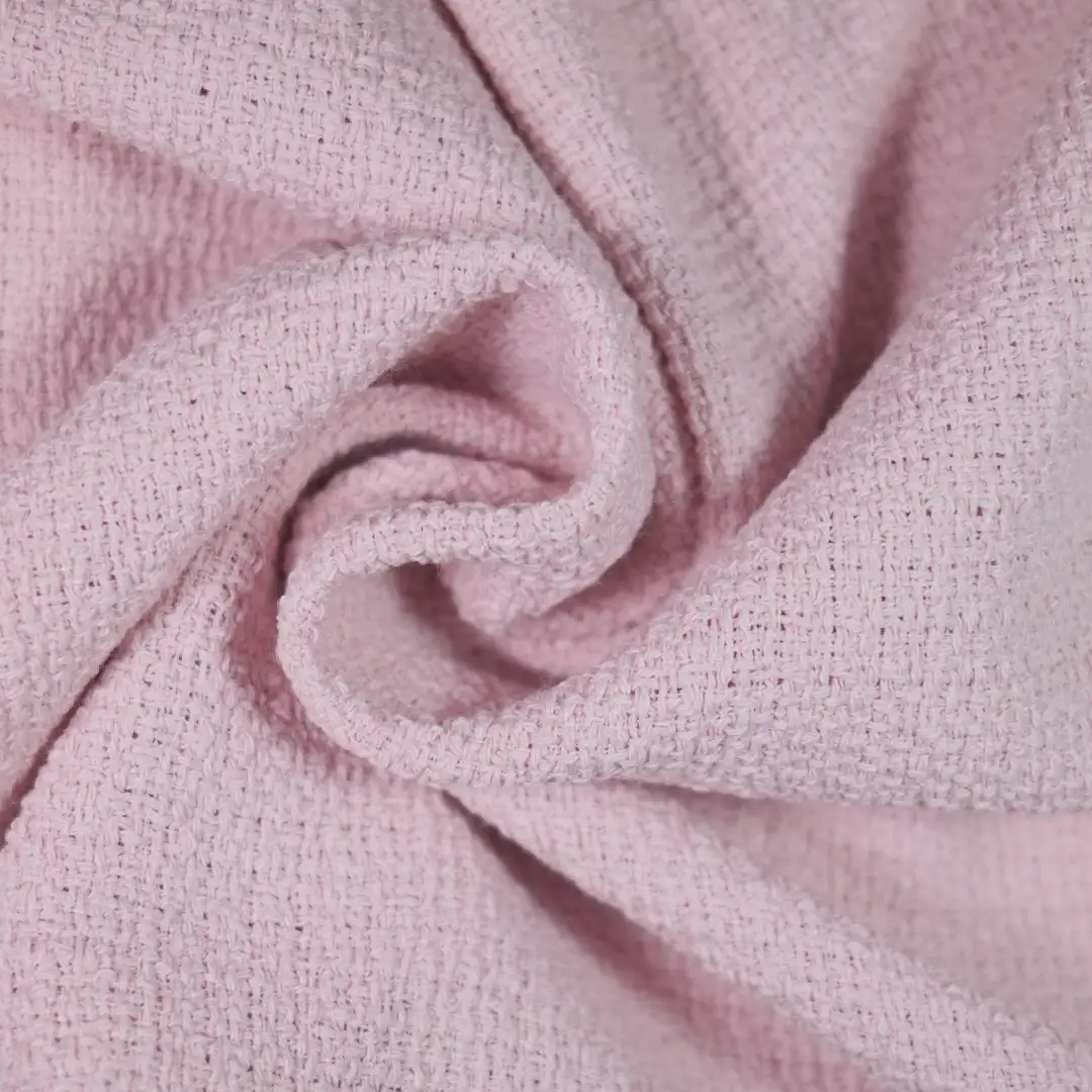 China Fabric for Blazer,Overcoat,Double-Breasted Coat Chanel-Style Fabric Woolen Polyester Spandex pink color buy from China wholesaler bulk order at wholesale price free worldwide shipping Alibaba