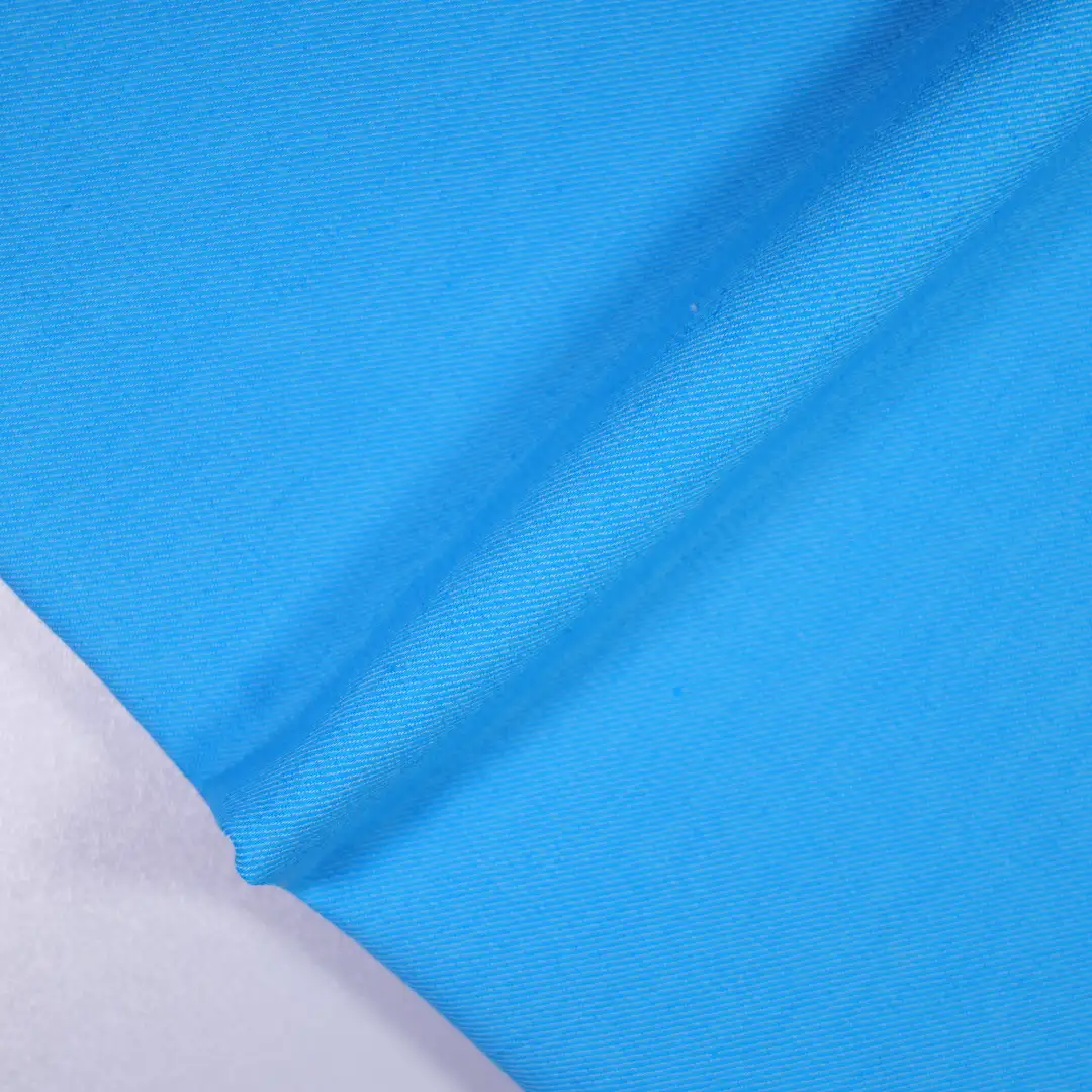 China Fabric for Shirt,Pants,Trench Coat TC Twill Woven Blended Fabric Cotton Polyester Elastane BLUE color buy from China wholesaler bulk order at wholesale price free worldwide shipping Alibaba