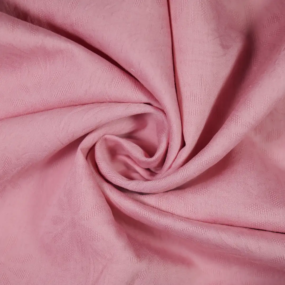 China Fabric for Pleated Midi Skirt,Puff Sleeve Ruched Dress,Ruffled Mini Skirt,Kids Ruffle Straps Dress,Puff Short Sleeve Ruffle Crop Shirt,French Ruffle Collar Shirt Jacquard Natural Woven Fabric Nylon Bamboo Polyester Cherry pink color buy from China wholesaler bulk order at wholesale price free worldwide shipping Alibaba