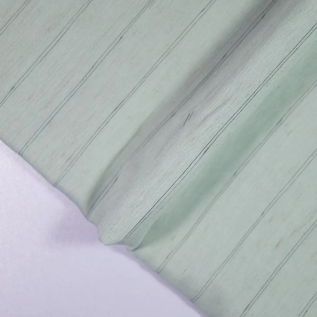 China Fabric for Blouse,Skirt,U-Neck Cardigan ,Casual Long Sleeve Crop Shirt,Cropped V-Neck Shirt,Asymmetric Cardigan ,V-Neck Button Up Cardigan  Yarn Dyed Stripe Woven Blended Fabric Polyamide Rayon Flax Polyester dark green color buy from China wholesaler bulk order at wholesale price free worldwide shipping Alibaba