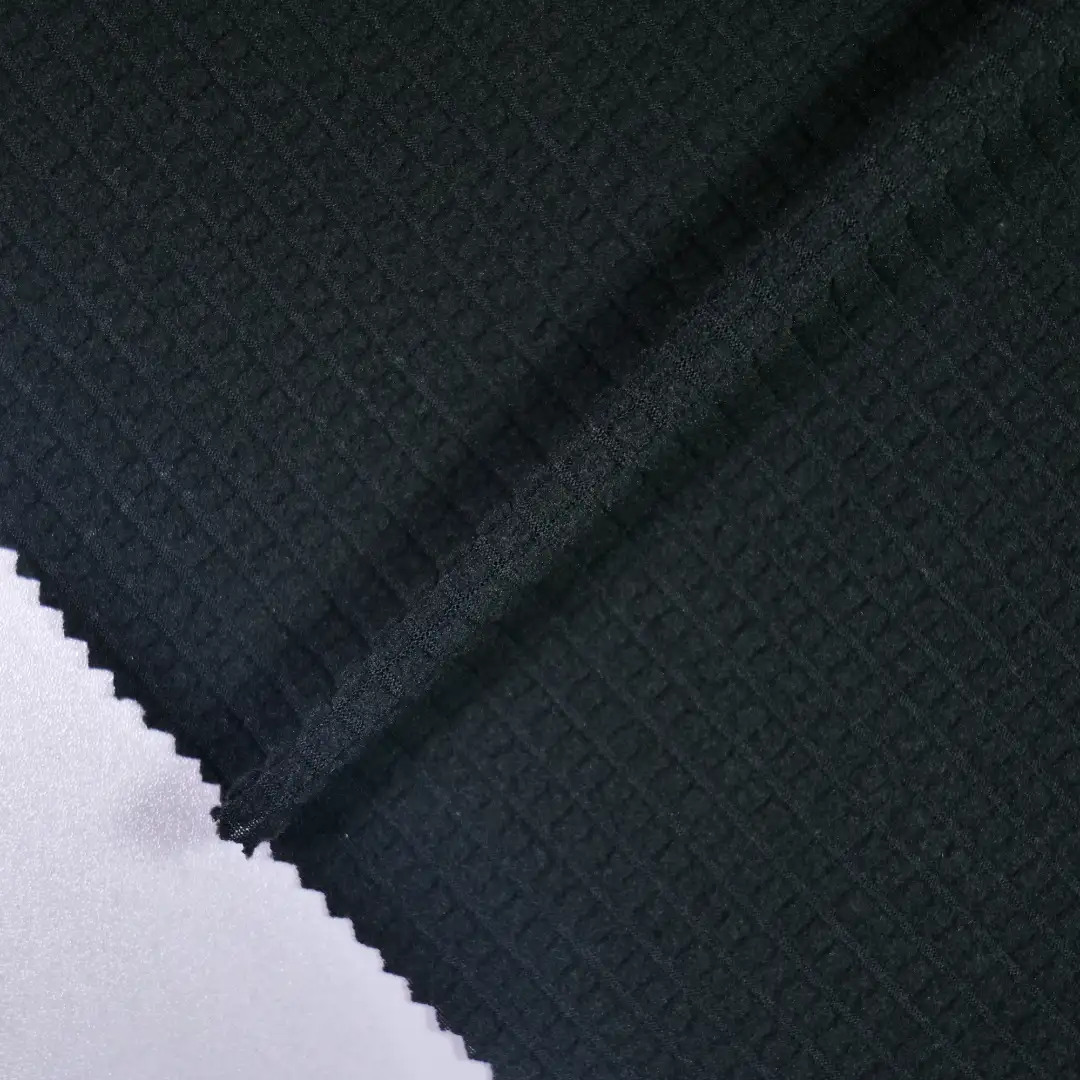 China Fabric for T-Shirt,Skirt  Jacquard Knit Fabric Polyester Spandex black color buy from China wholesaler bulk order at wholesale price free worldwide shipping Alibaba