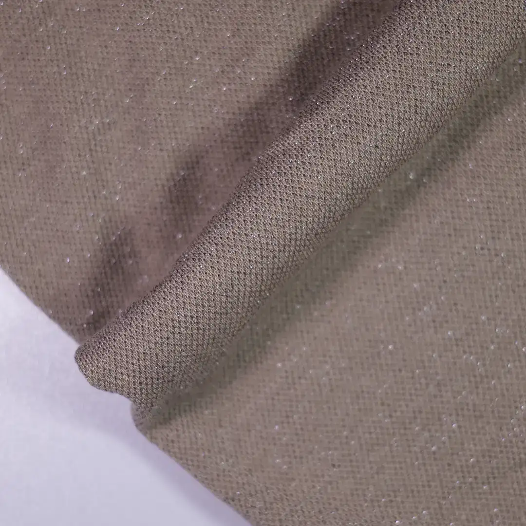 China Fabric for T-Shirt,Men’s Vest ,Strap Midi Dress Single Jersey Knit Fabric Rayon Polyester Lurex Brown color buy from China wholesaler bulk order at wholesale price free worldwide shipping Alibaba