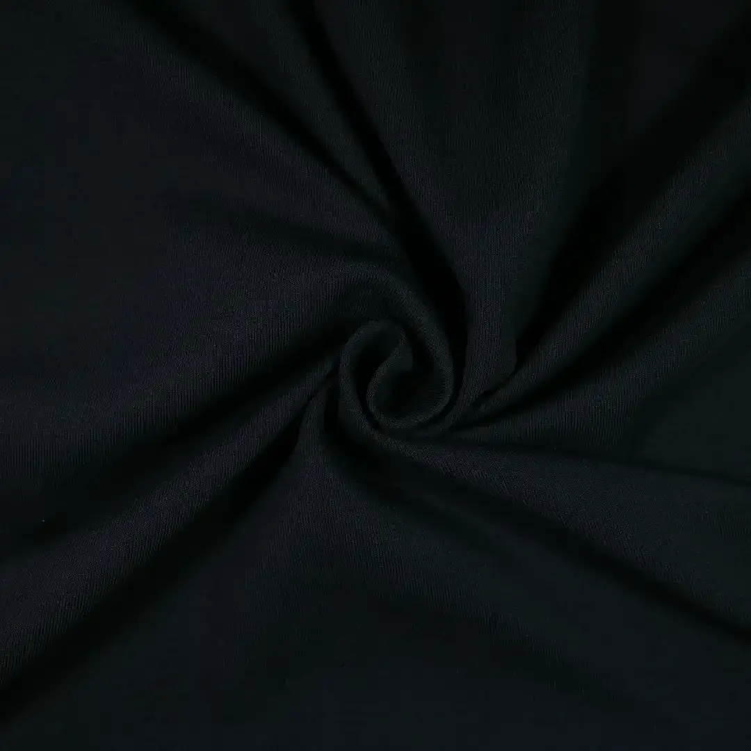 China Fabric for Jackets,T-shirt  Four-way Stretch (Bi-Stretch) Knit Fabric Cotton Polyester Spandex black color buy from China wholesaler bulk order at wholesale price free worldwide shipping Alibaba