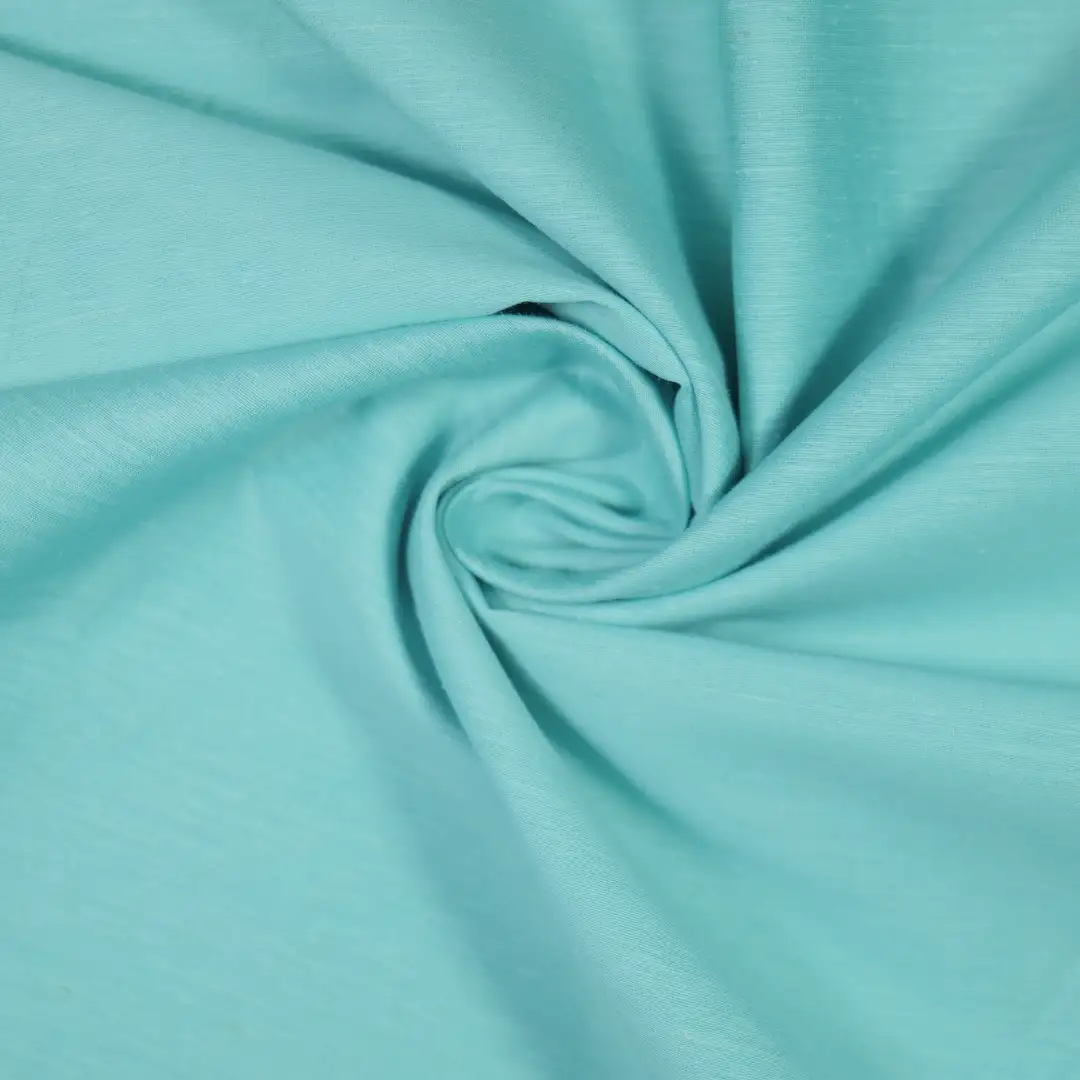 China Fabric for Shirt,Pants,Trench Coat,Tank Wrap Midi Dress Cotton/Rayon Plain Woven Blended Fabric Tencel Flax Nylon Cotton blue green color buy from China wholesaler bulk order at wholesale price free worldwide shipping Alibaba