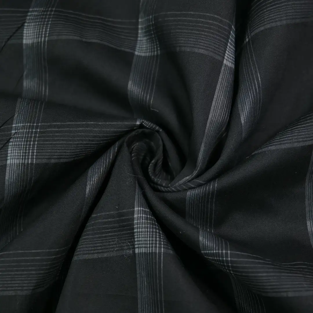 China Fabric for Shirt,Crop Top,Skirt Yarn Dyed Check Woven Blended Fabric Cotton Nylon black color buy from China wholesaler bulk order at wholesale price free worldwide shipping Alibaba