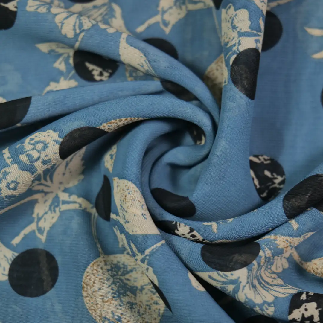 China Fabric for Shirt,Crop Top,Skirt Chiffon Synthetic Woven Fabric Polyester lue color buy from China wholesaler bulk order at wholesale price free worldwide shipping Alibaba