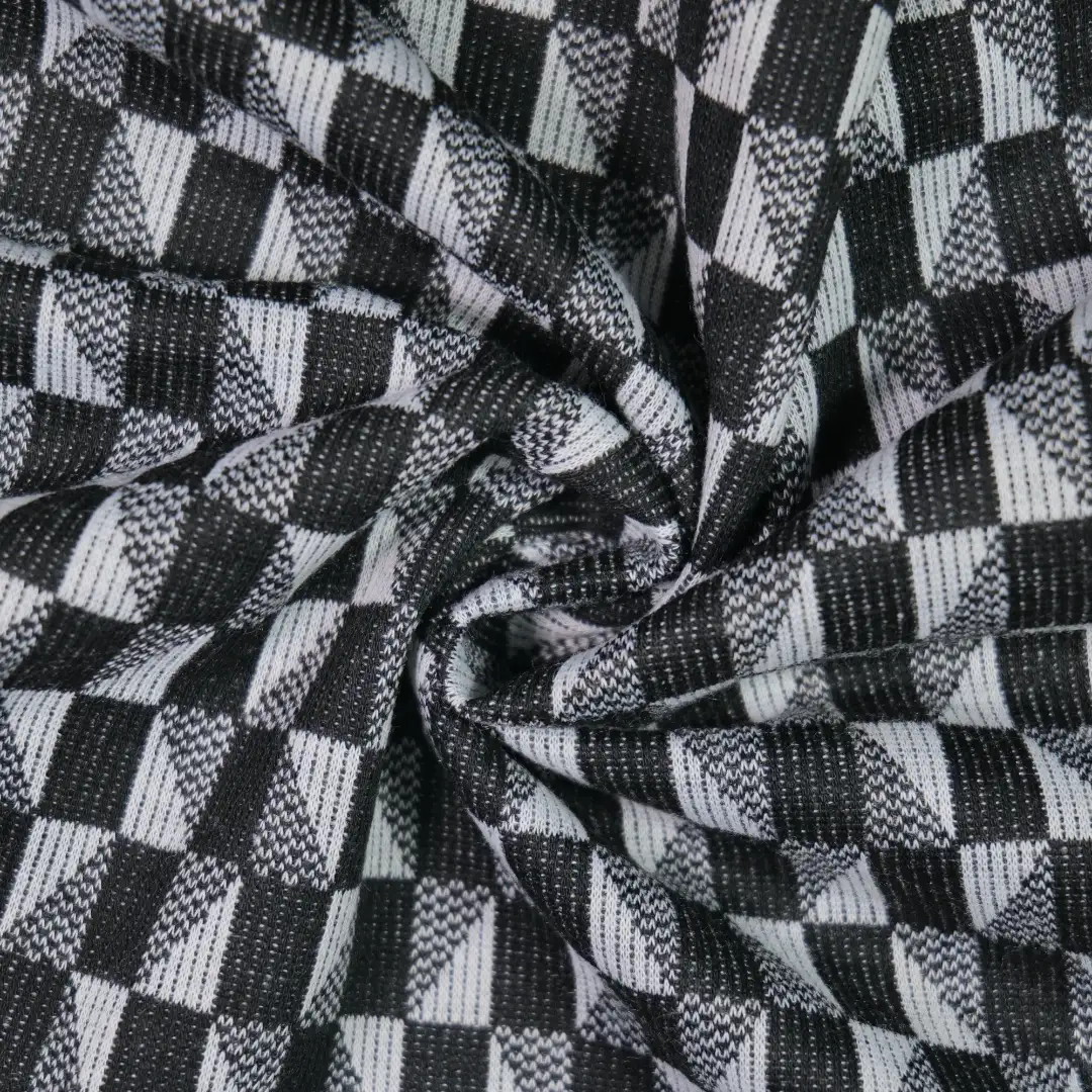 China Fabric for Jackets,Trench Coat,Overcoat Jacquard Knit Fabric Polyester Spandex black color buy from China wholesaler bulk order at wholesale price free worldwide shipping Alibaba