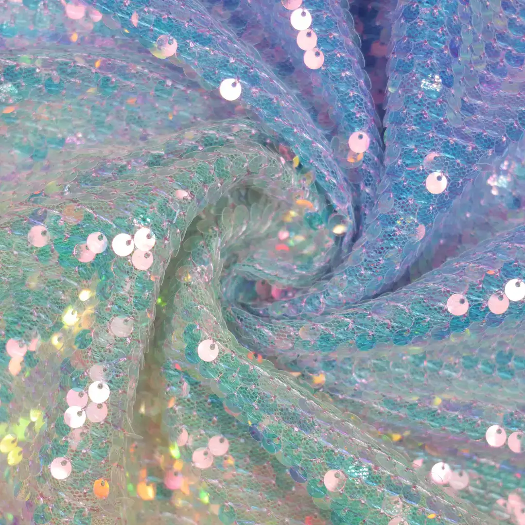 China Fabric for Skirt Poly Mesh schiffli Knit Fabric Polyester cyan color buy from China wholesaler bulk order at wholesale price free worldwide shipping Alibaba