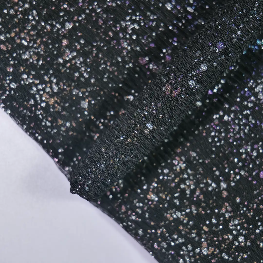 China Fabric for Pants,Skirt Poly Mesh schiffli Knit Fabric Polyester black color buy from China wholesaler bulk order at wholesale price free worldwide shipping Alibaba