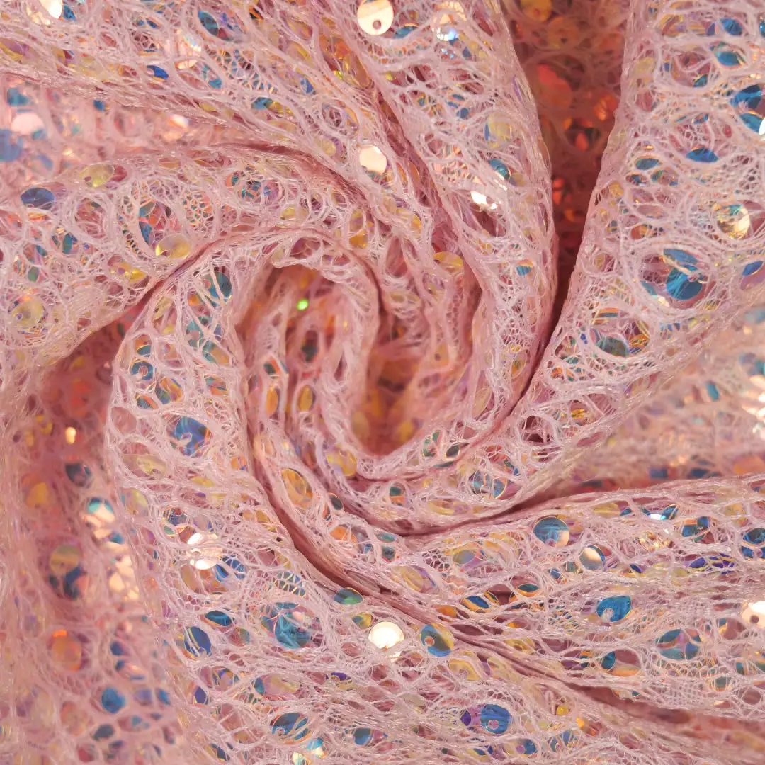 China Fabric for Skirt,Kids Puff Sleeve Tier Dress,Kids Lace Trim Dress Sequined Mesh Fabric Knit Fabric Polyester Pink color buy from China wholesaler bulk order at wholesale price free worldwide shipping Alibaba