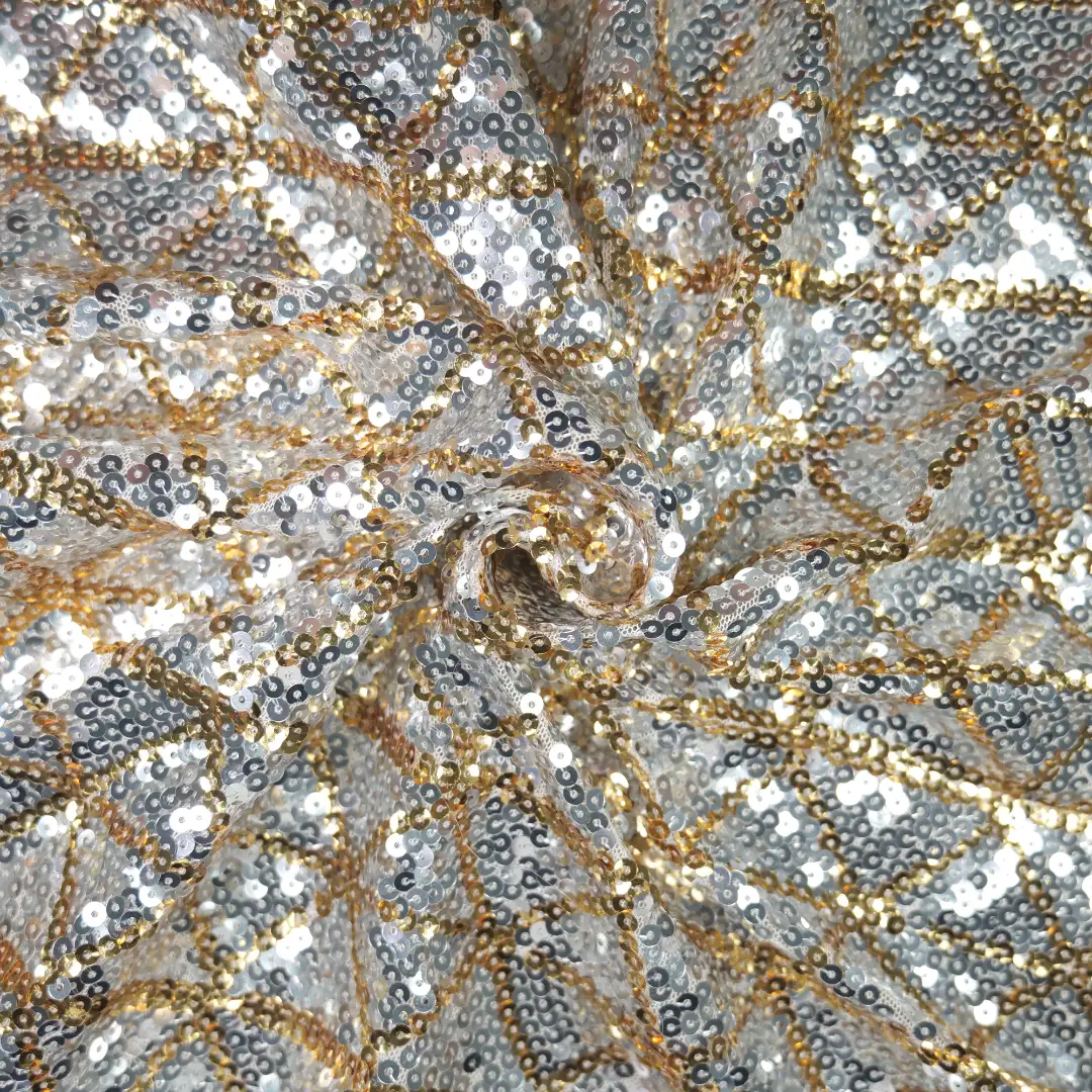 China Fabric for Skirt,Kids Sleeveless Tutu Dress,Puff Sleeve Ruched Dress Sequined Mesh Fabric Knit Fabric Polyester Spandex silver color buy from China wholesaler bulk order at wholesale price free worldwide shipping Alibaba