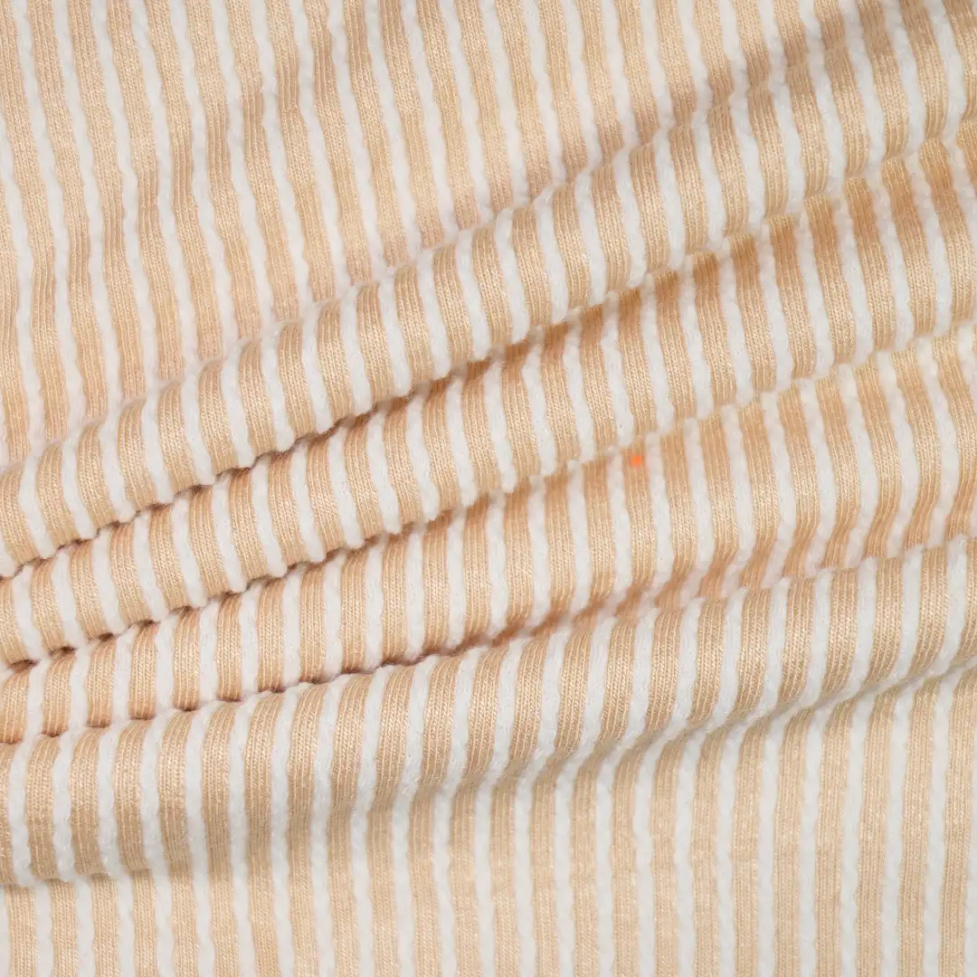 China Fabric for Shirt,Open Cardigan (Sweater),Half-Zipper Cardigan (Sweater),Round Neck Pullover (Sweater) Jacquard Knit Fabric Polyester Rayon Spandex orange white color buy from China wholesaler bulk order at wholesale price free worldwide shipping Alibaba