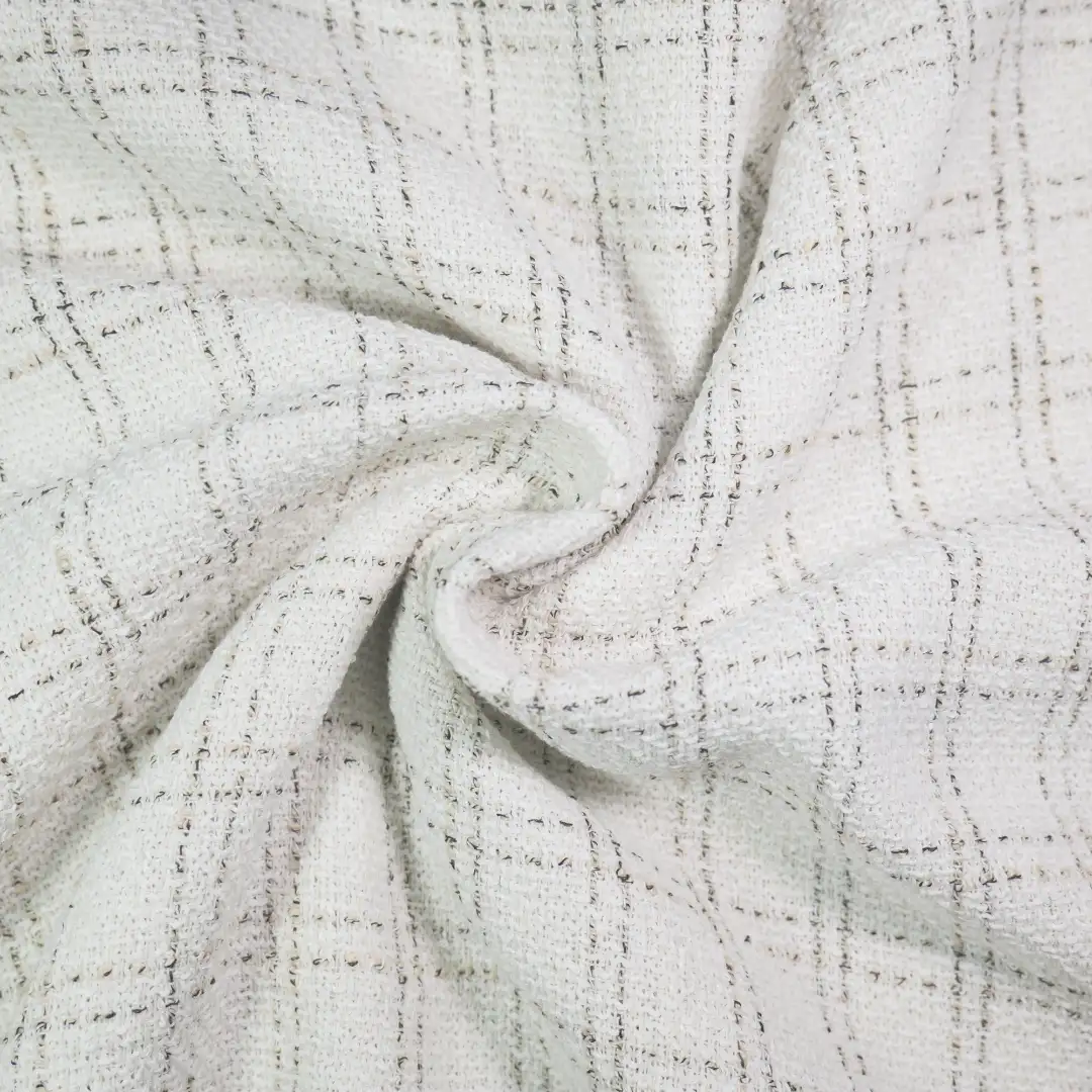 China Fabric for Jackets,Skirt,Suit,Bubble-Sleeve Crop Top,Kids Cloak Style Short Coat Chanel-Style Fabric Woolen Polyester white color buy from China wholesaler bulk order at wholesale price free worldwide shipping Alibaba