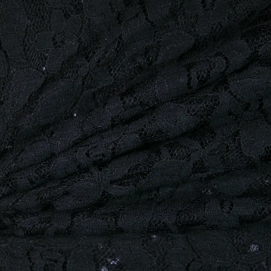 China Fabric for Kids Drop Shoulder Sleeve Pleated Lace Coat,Kids Lace Trim Dress,Lace-Up V-Neck Crop Top,Ladies Pleated Lace Shorts Lace Knit Fabric Cotton Nylon black color buy from China wholesaler bulk order at wholesale price free worldwide shipping Alibaba