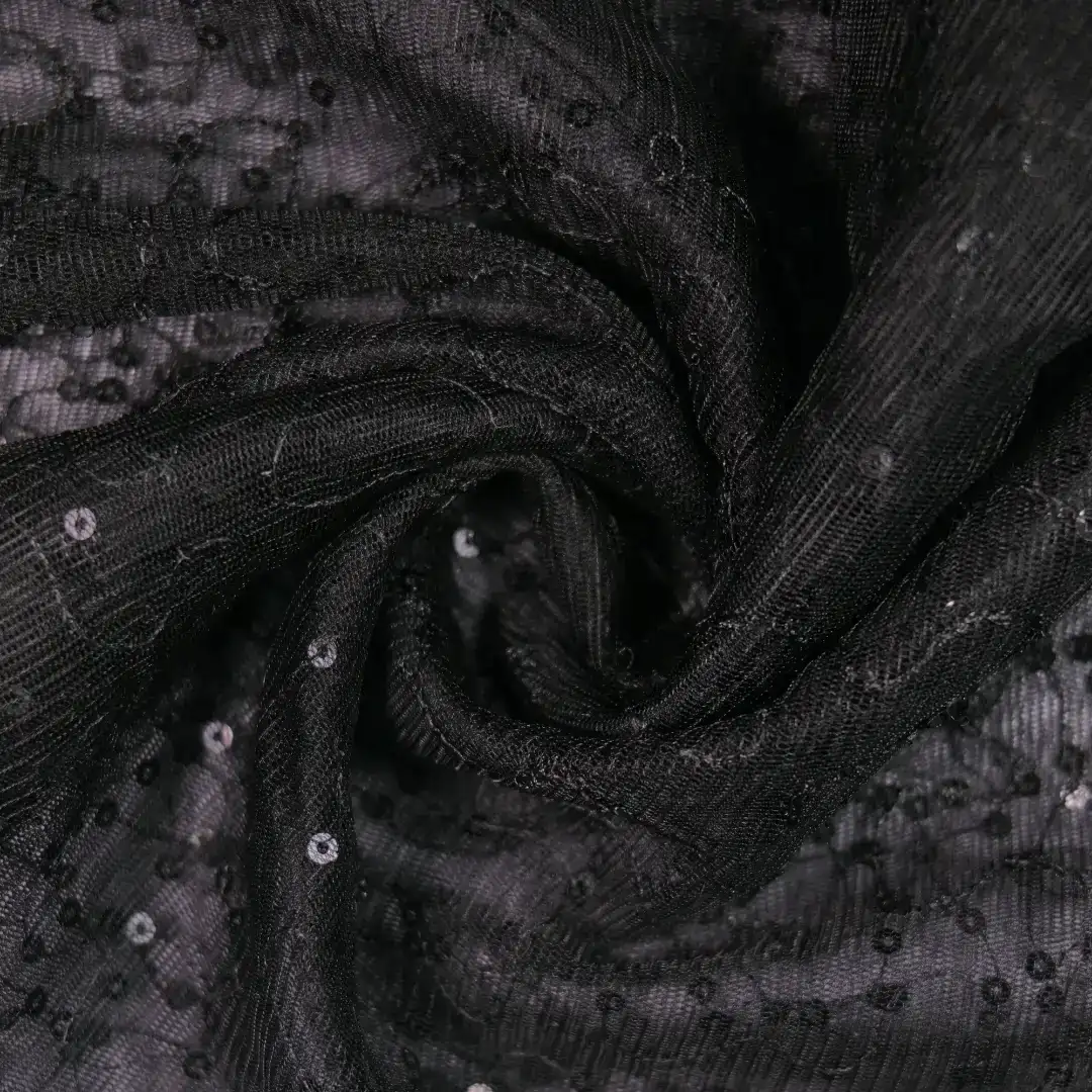 China Fabric for Skirt,Kids Ruffle-Sleeve Top,Gathered Strappy Mini Dress Mesh Knit Fabric Polyester black color buy from China wholesaler bulk order at wholesale price free worldwide shipping Alibaba