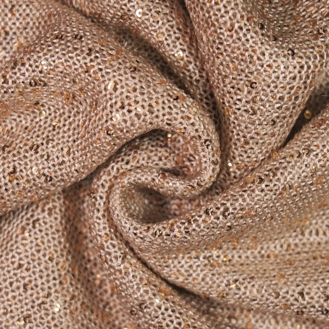 China Fabric for Tank Top,Skirt,Gathered Strappy Mini Dress Mesh Knit Fabric Polyester brown color buy from China wholesaler bulk order at wholesale price free worldwide shipping Alibaba