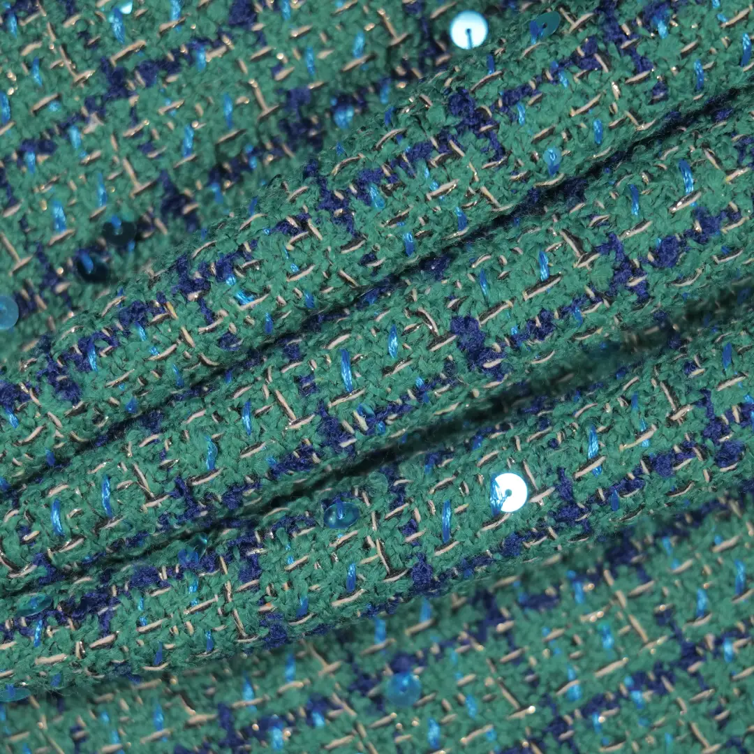 China Fabric for Jackets,Skirt,Trench Coat Chanel-Style Fabric Woolen Polyester green color buy from China wholesaler bulk order at wholesale price free worldwide shipping Alibaba