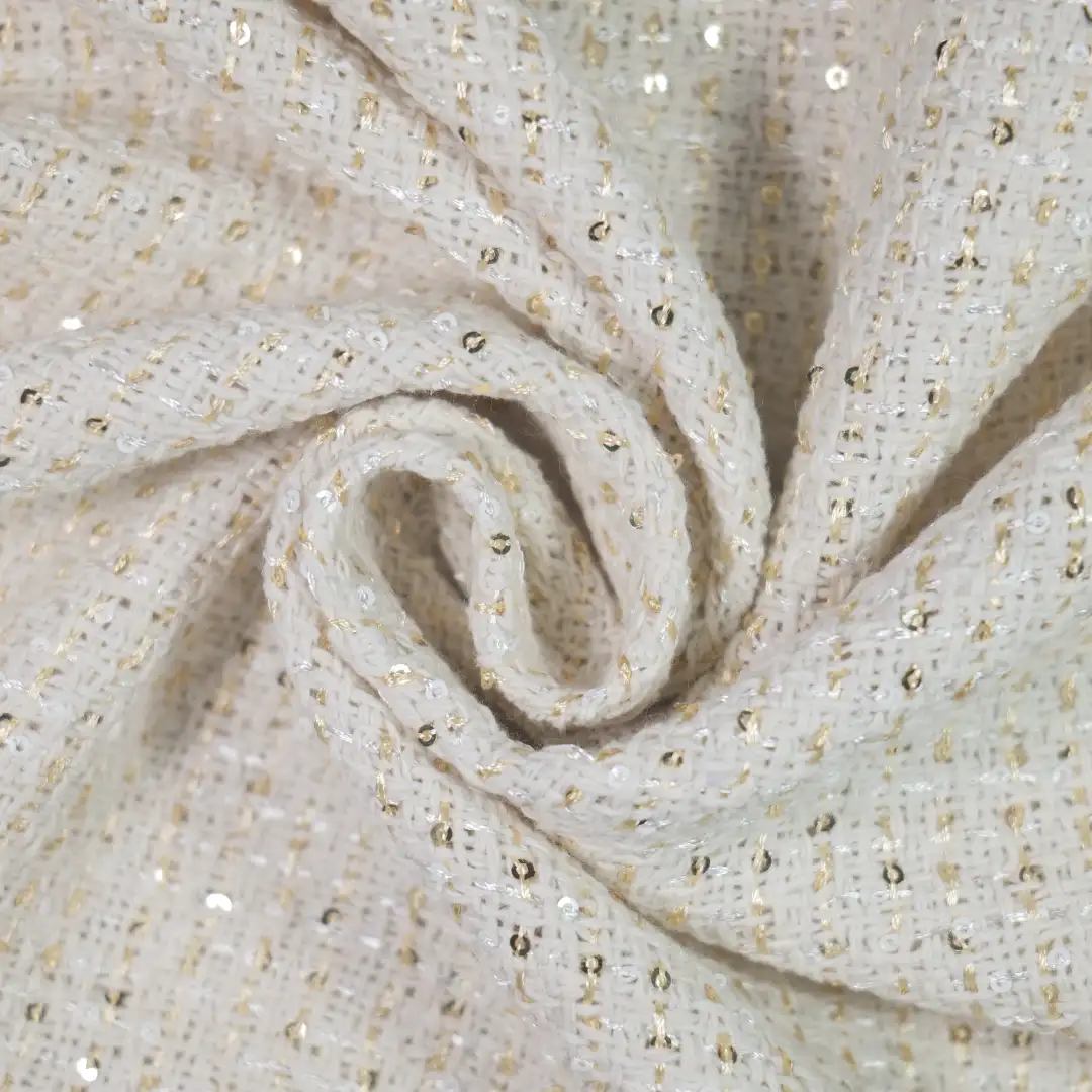 China Fabric for Jackets,Blazer,Skirt Chanel-Style Fabric Woolen Polyester rice color buy from China wholesaler bulk order at wholesale price free worldwide shipping Alibaba