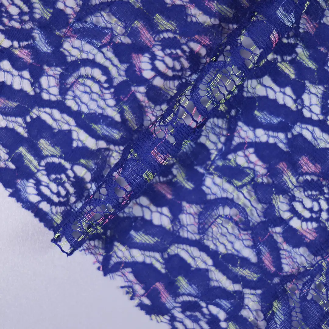 China Fabric for Backless Beach Dress,Kids Lace Trim Dress,Ladies Pleated Lace Shorts Lace Knit Fabric Polyester BLUE color buy from China wholesaler bulk order at wholesale price free worldwide shipping Alibaba