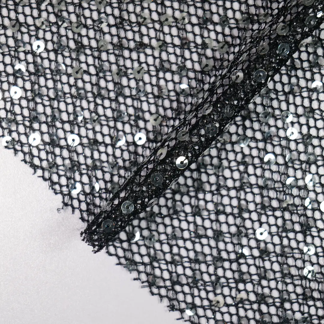 China Fabric for Skirt Mesh Knit Fabric Polyester Polyamide METALLIC GOLD Black color buy from China wholesaler bulk order at wholesale price free worldwide shipping Alibaba