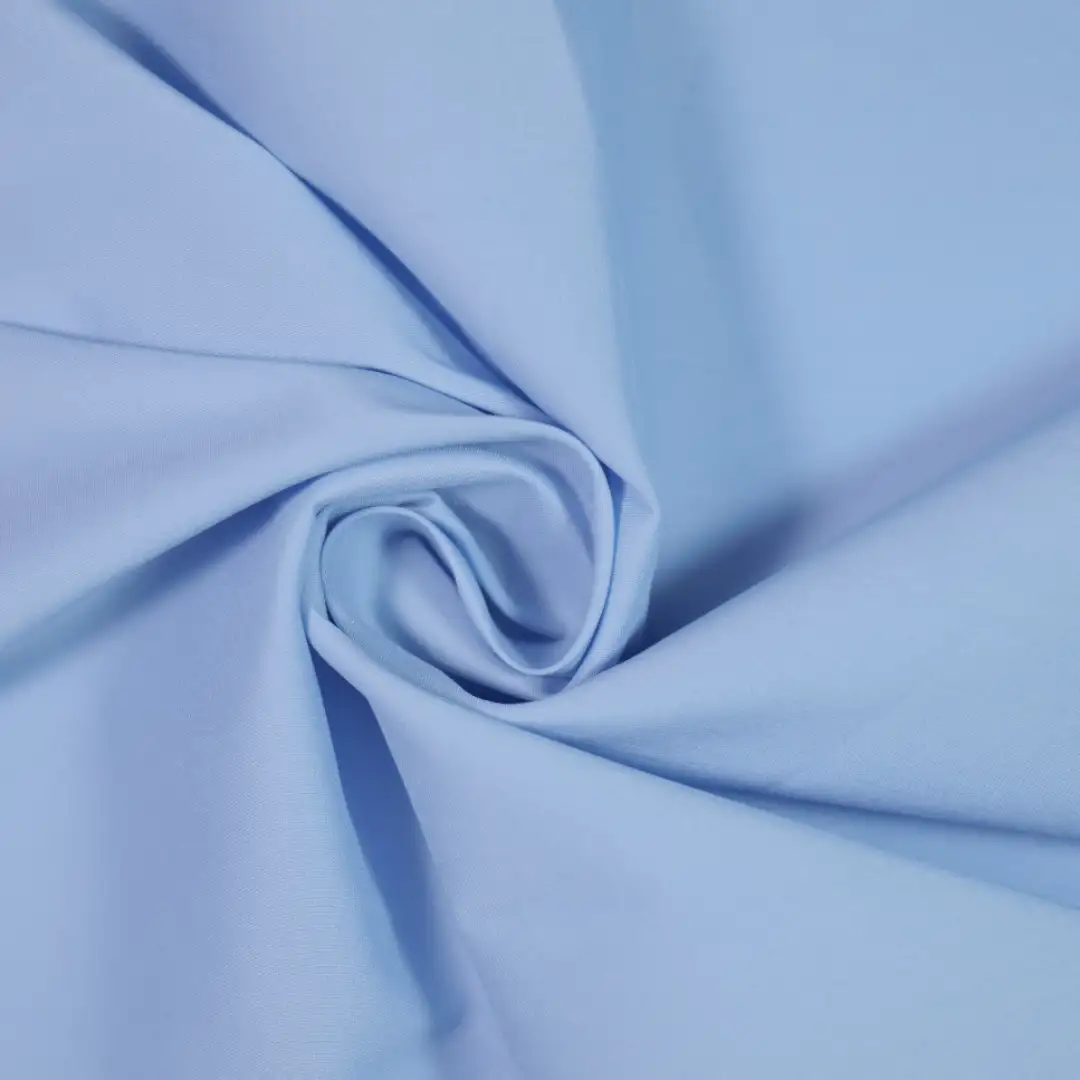 China Fabric for Shirt,Puff Sleeve Ruched Dress,Puffball Strappy Dress,Tank Midi Dress Polyester/Rayon Plain Woven Blended Fabric Cotton Nylon Elastane BLUE color buy from China wholesaler bulk order at wholesale price free worldwide shipping Alibaba