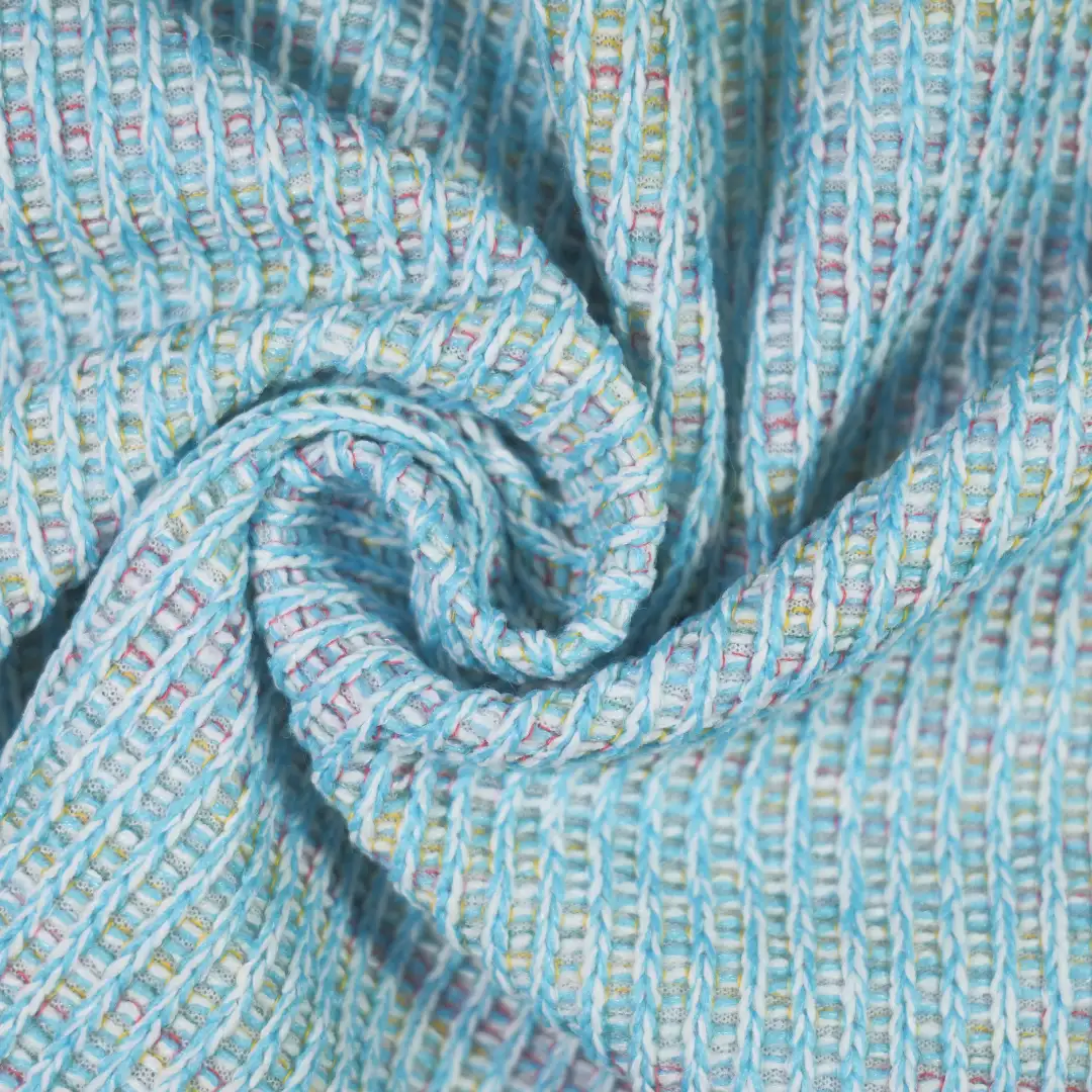 China Fabric for Open Cardigan (Sweater),Round Neck Pullover (Sweater),Crew Neck Pullover (Sweater),Crop Top Pullover (Sweater) Woolen Tweed Woolen Polyester Cyan color buy from China wholesaler bulk order at wholesale price free worldwide shipping Alibaba