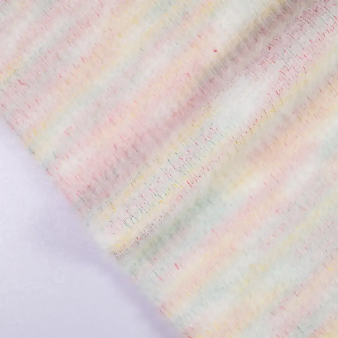 China Fabric for Open Cardigan (Sweater),Round Neck Pullover (Sweater),Crew Neck Pullover (Sweater),Crop Top Pullover (Sweater) Woolen Tweed Woolen Polyester Polyamide pink color buy from China wholesaler bulk order at wholesale price free worldwide shipping Alibaba