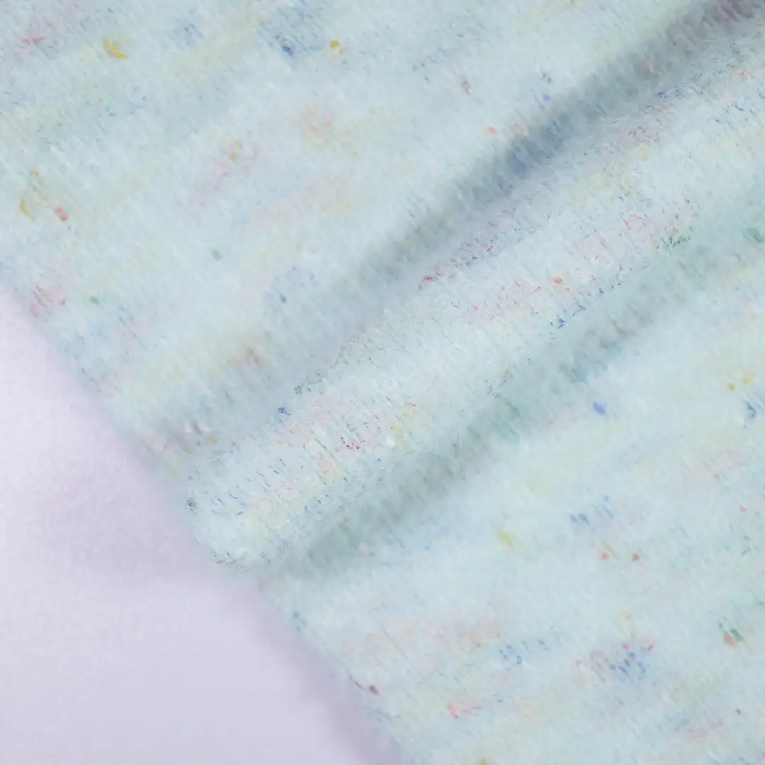 China Fabric for Open Cardigan (Sweater),Round Neck Pullover (Sweater),Crew Neck Pullover (Sweater),Crop Top Pullover (Sweater) Woolen Tweed Woolen Polyester Polyamide Cyan color buy from China wholesaler bulk order at wholesale price free worldwide shipping Alibaba