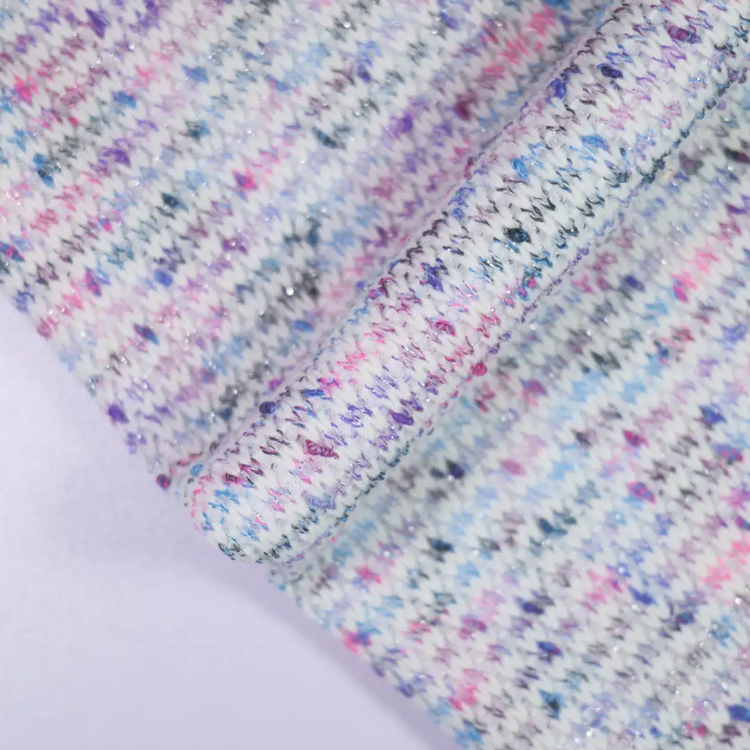 China Fabric for Open Cardigan (Sweater),Round Neck Pullover (Sweater),Crew Neck Pullover (Sweater),Crop Top Pullover (Sweater) Woolen Tweed Woolen Polyester Spandex METALLIC GOLD Acrylic Purple color buy from China wholesaler bulk order at wholesale price free worldwide shipping Alibaba