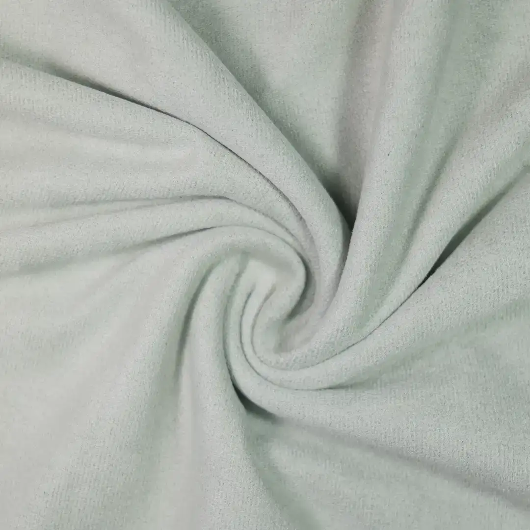 China Fabric for Jackets,Trench Coat,Overcoat Suede Knit Fabric Polyester Elastane Gray green color buy from China wholesaler bulk order at wholesale price free worldwide shipping Alibaba